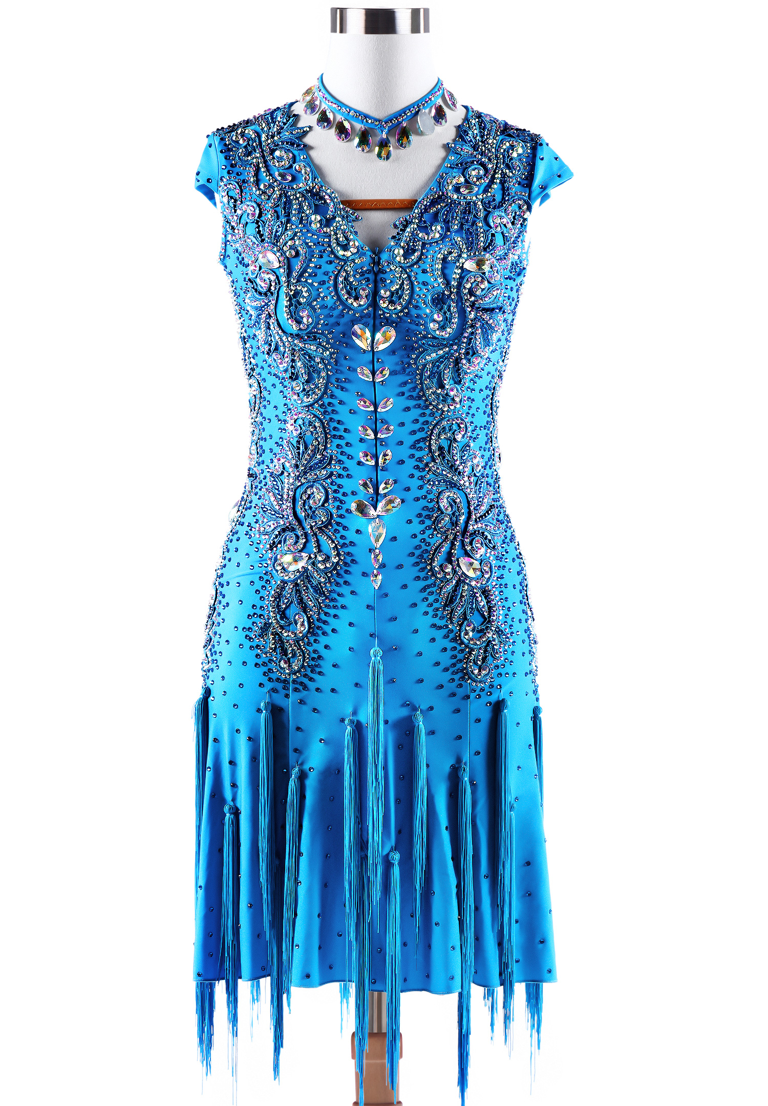 Intricate Dangling Tassel Latin Competition Dress VN-L5306