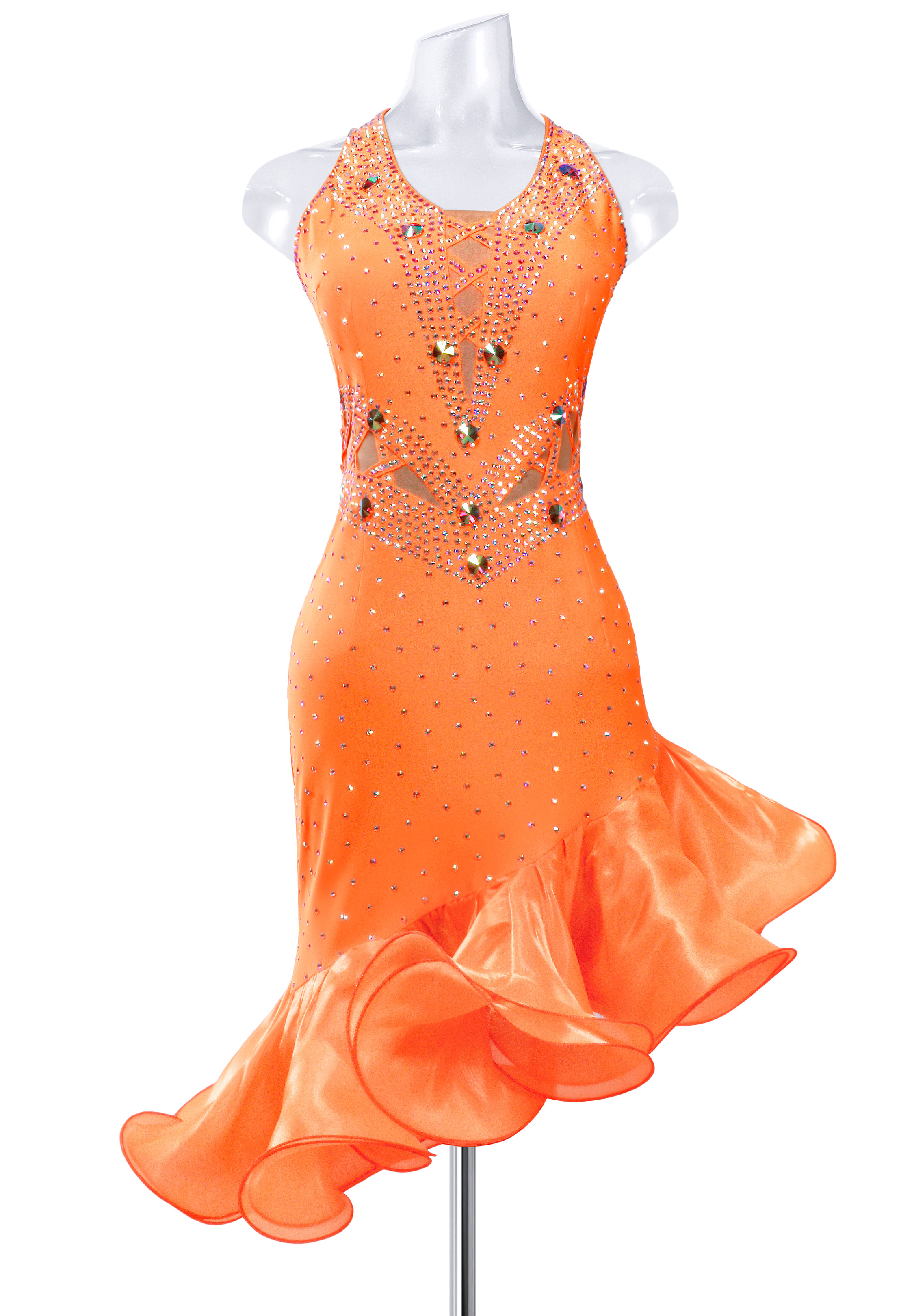 Lovely Lace Asymmetric Cut Latin Dress MQ-L215