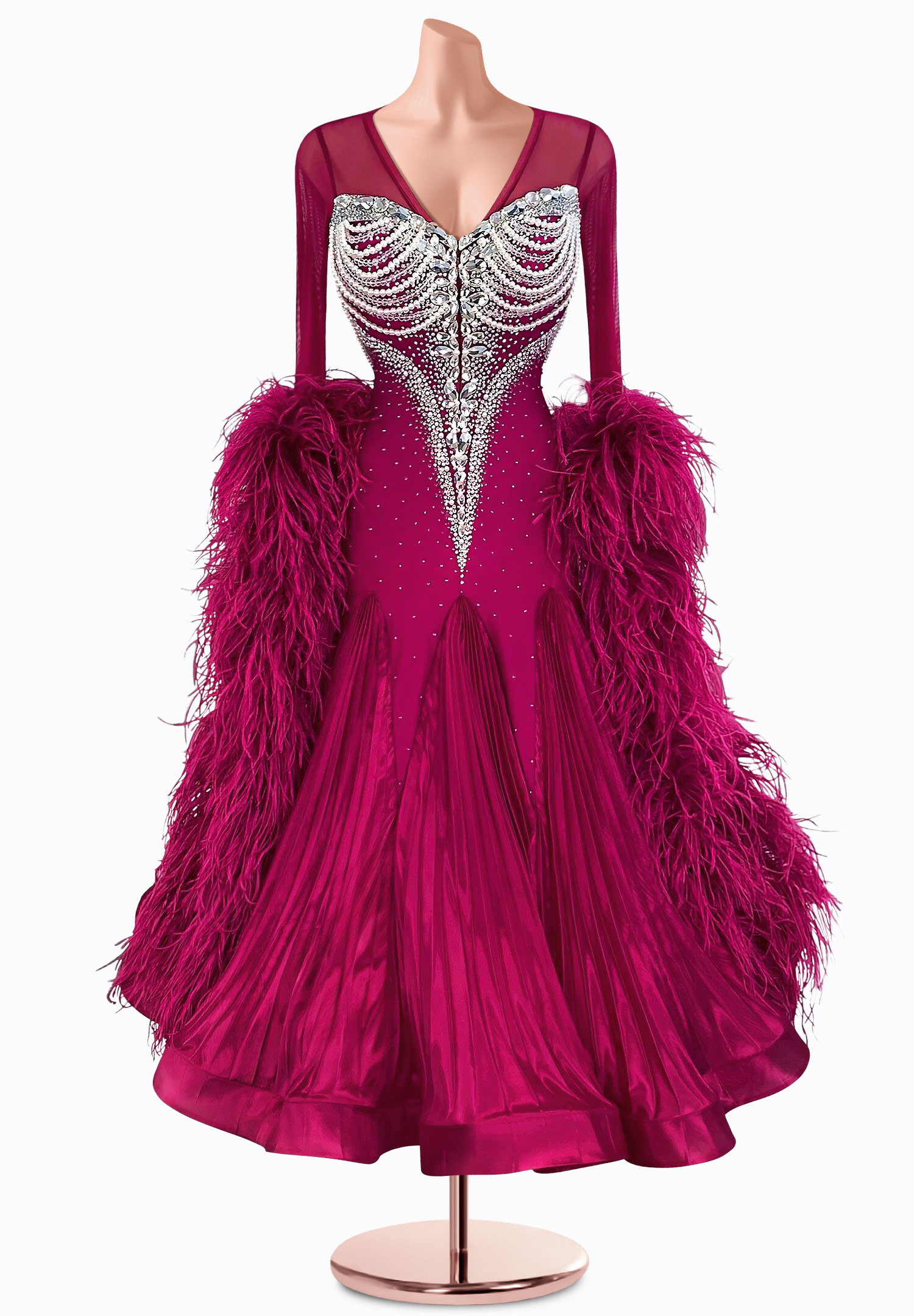 Bordeaux Pearl Ballroom Gown TID-BM0597