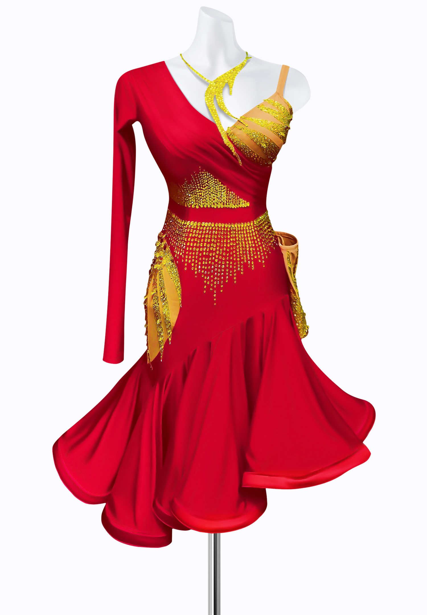 Neon Flame Latin Dress AM-L3414