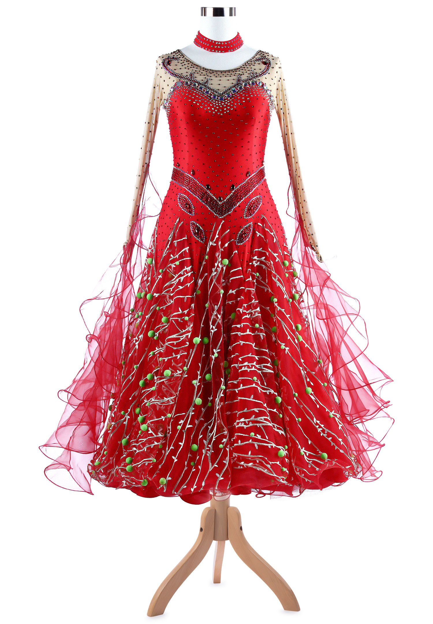 Ornate Christmas Mood Ballroom Dance Performance Dress VN-A5332