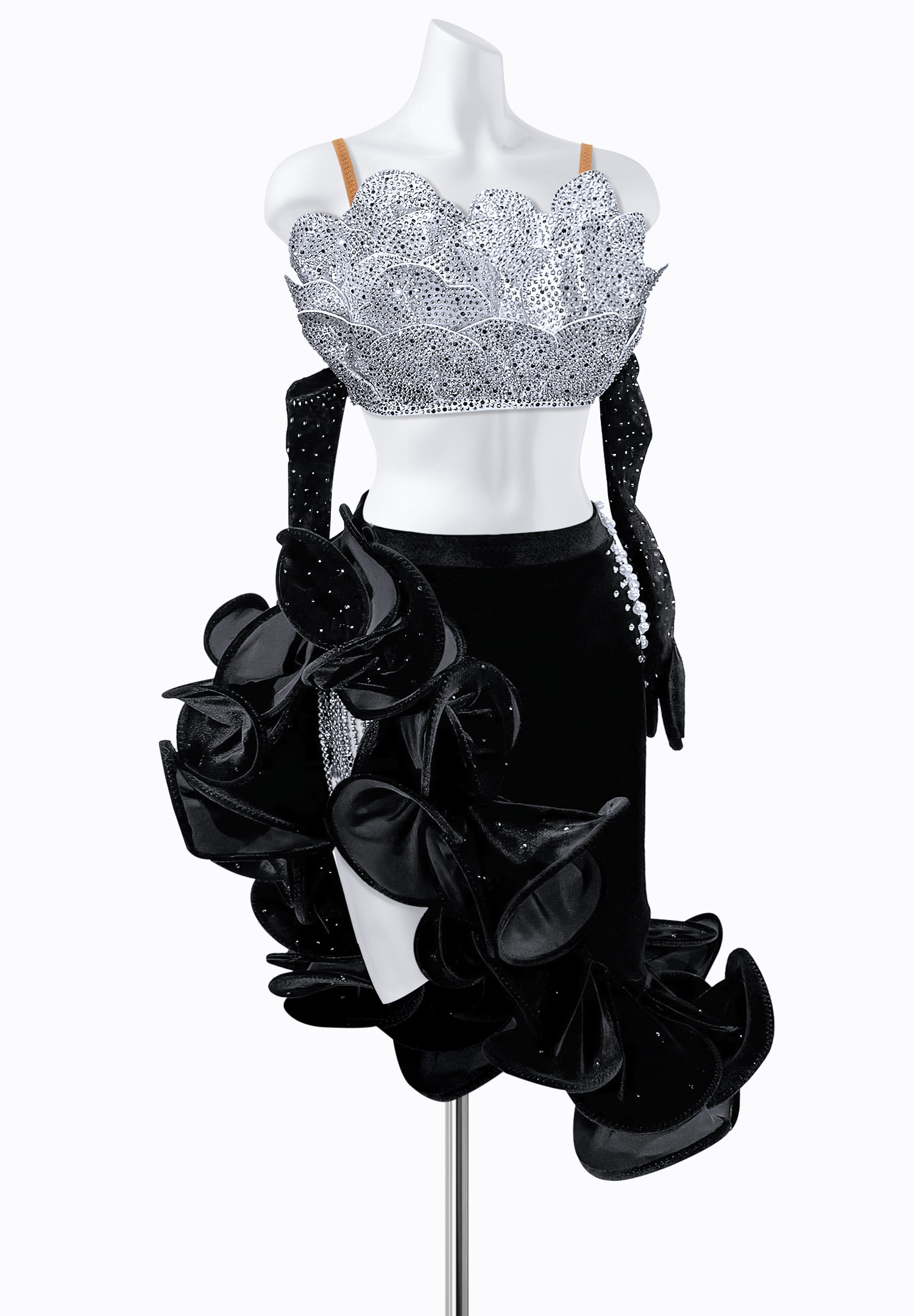 Scalloped Crystal Latin Dress PR-L250022