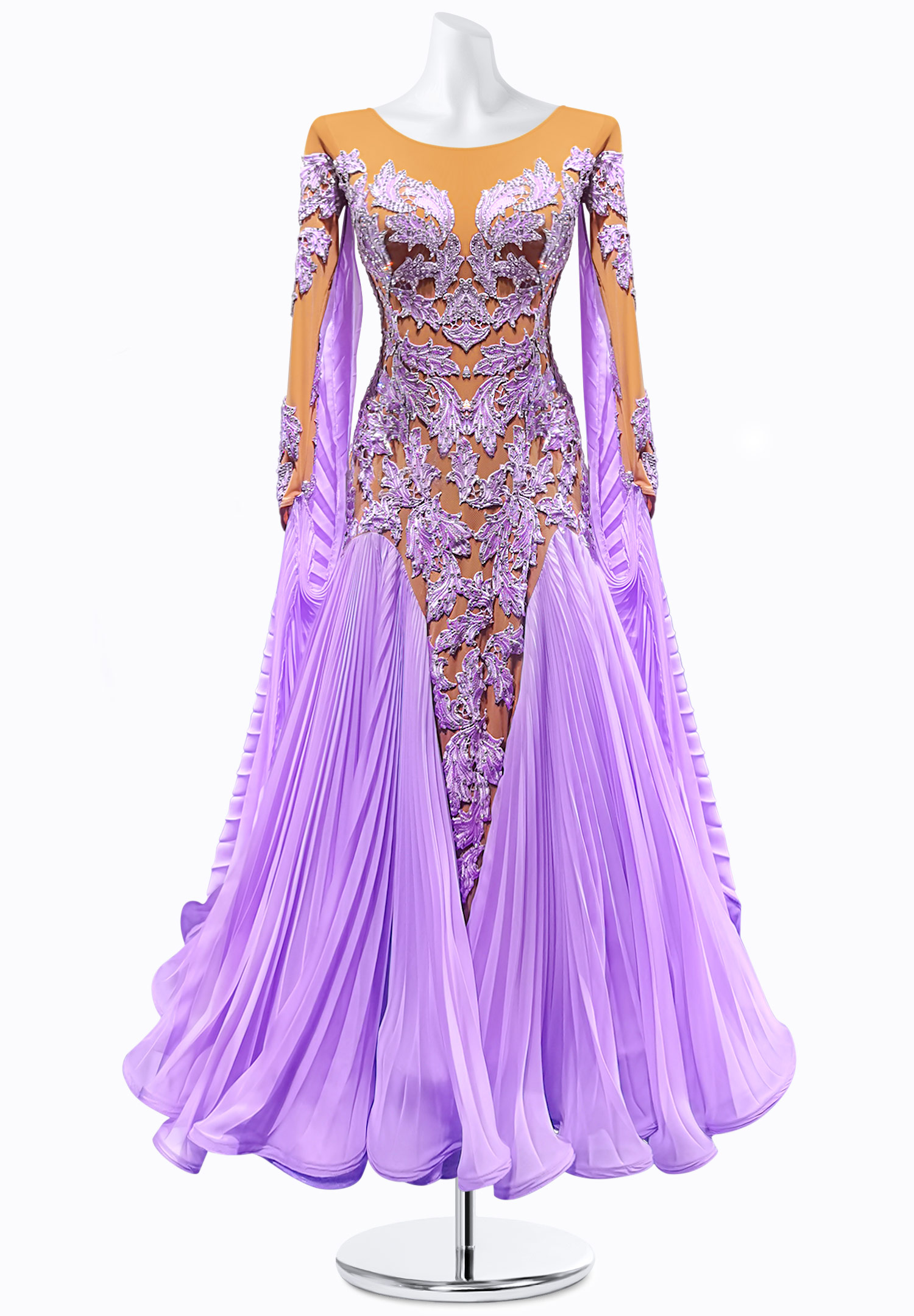 Pleated Applique Ballroom Gown AM-B3358