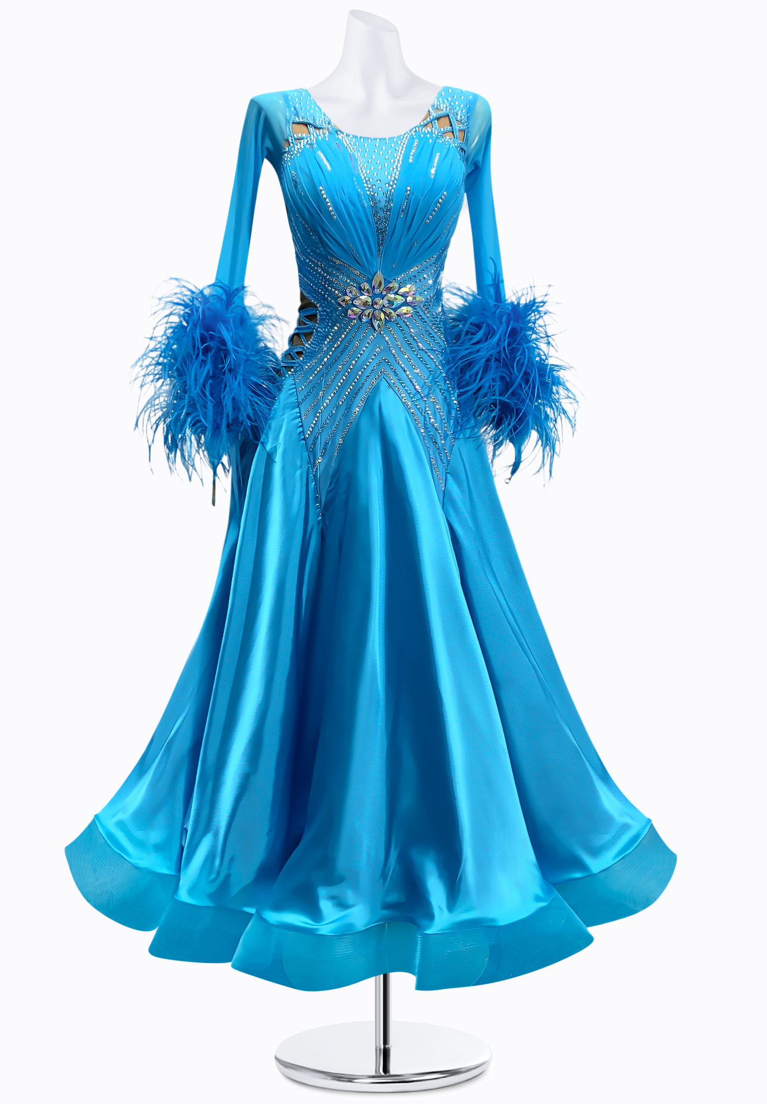 Ruched Feather Ballroom Gown JT-B4564