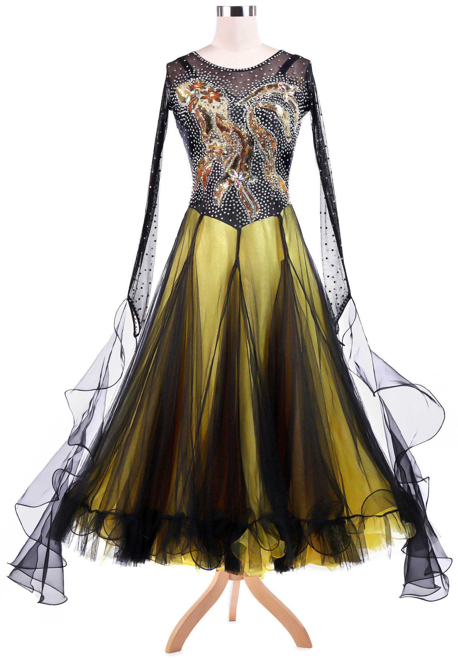 Sequin Golden Fish Ballroom Dance Competition Dress VN-A5225