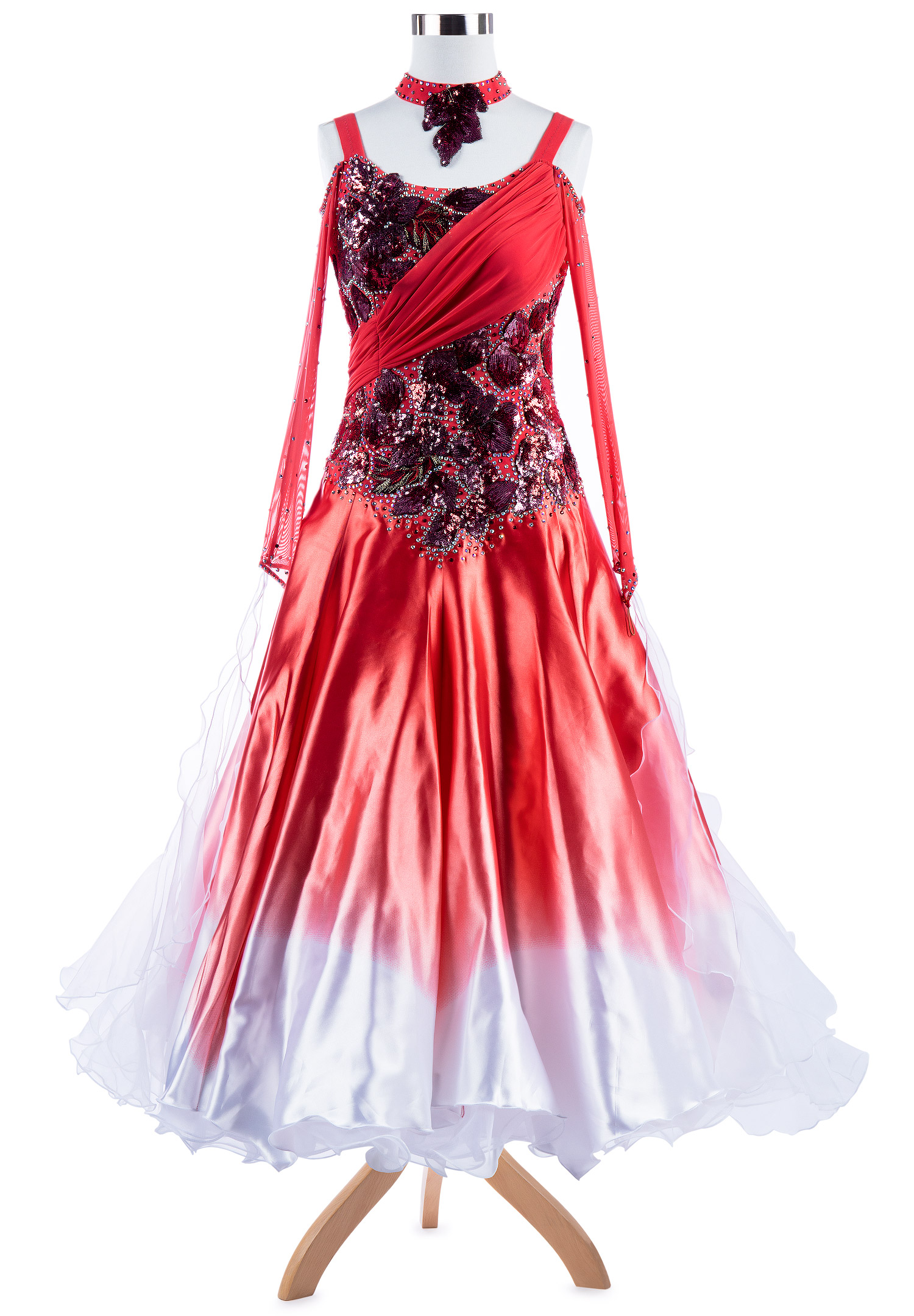 Sequined Poppy Love Motif Ballroom Competition Dress VN-A5294