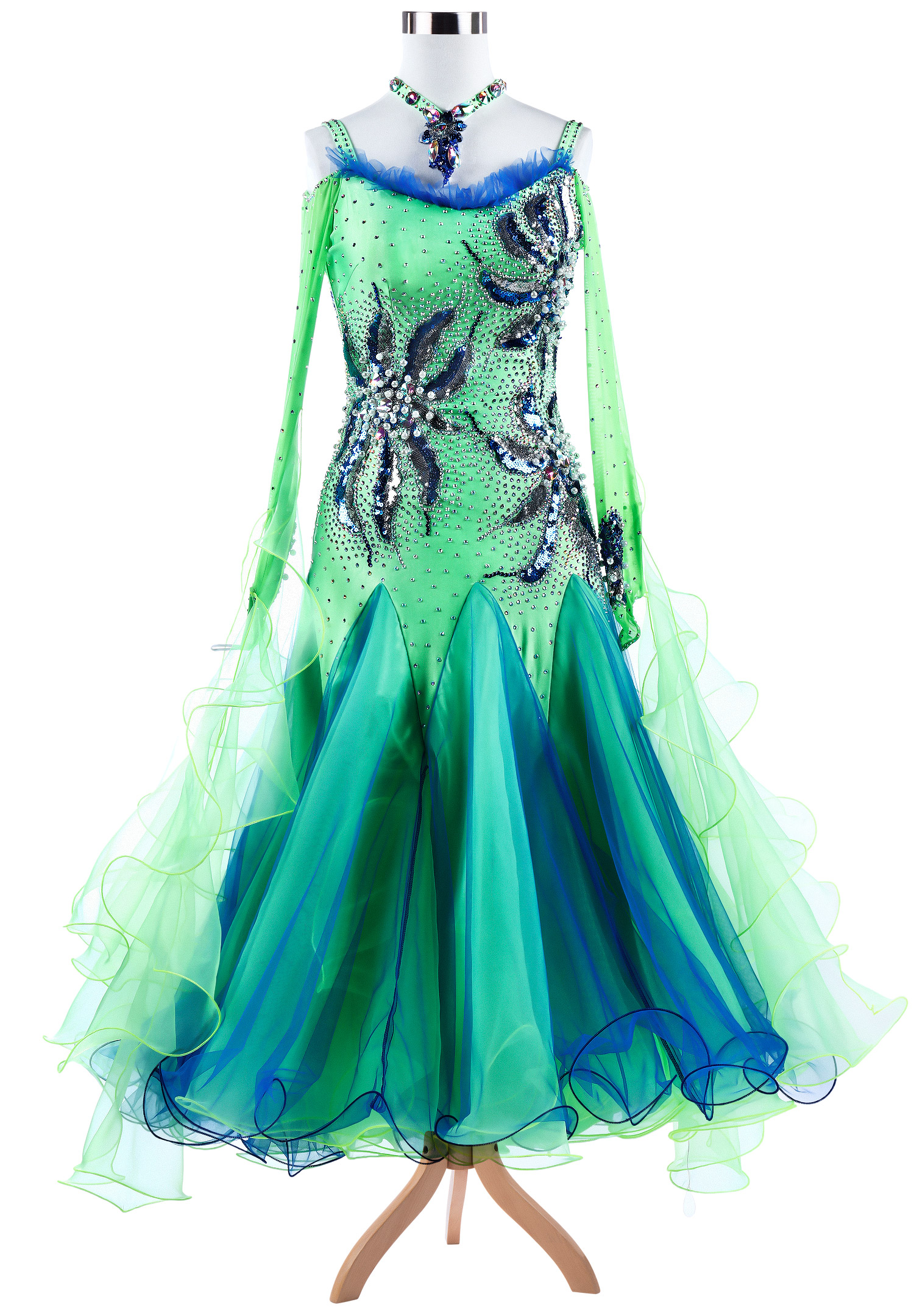Seuqin Pearl Flower Ballroom Dance Competition Dress VN-A5287