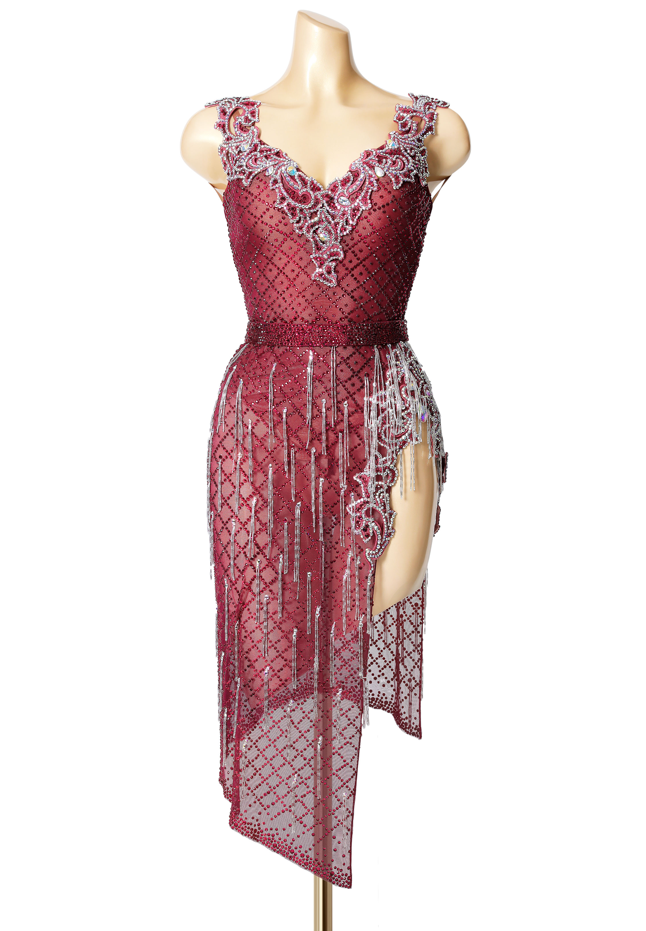 Sheer Elegant Crystal Matrix Latin Dress PC-WL19052