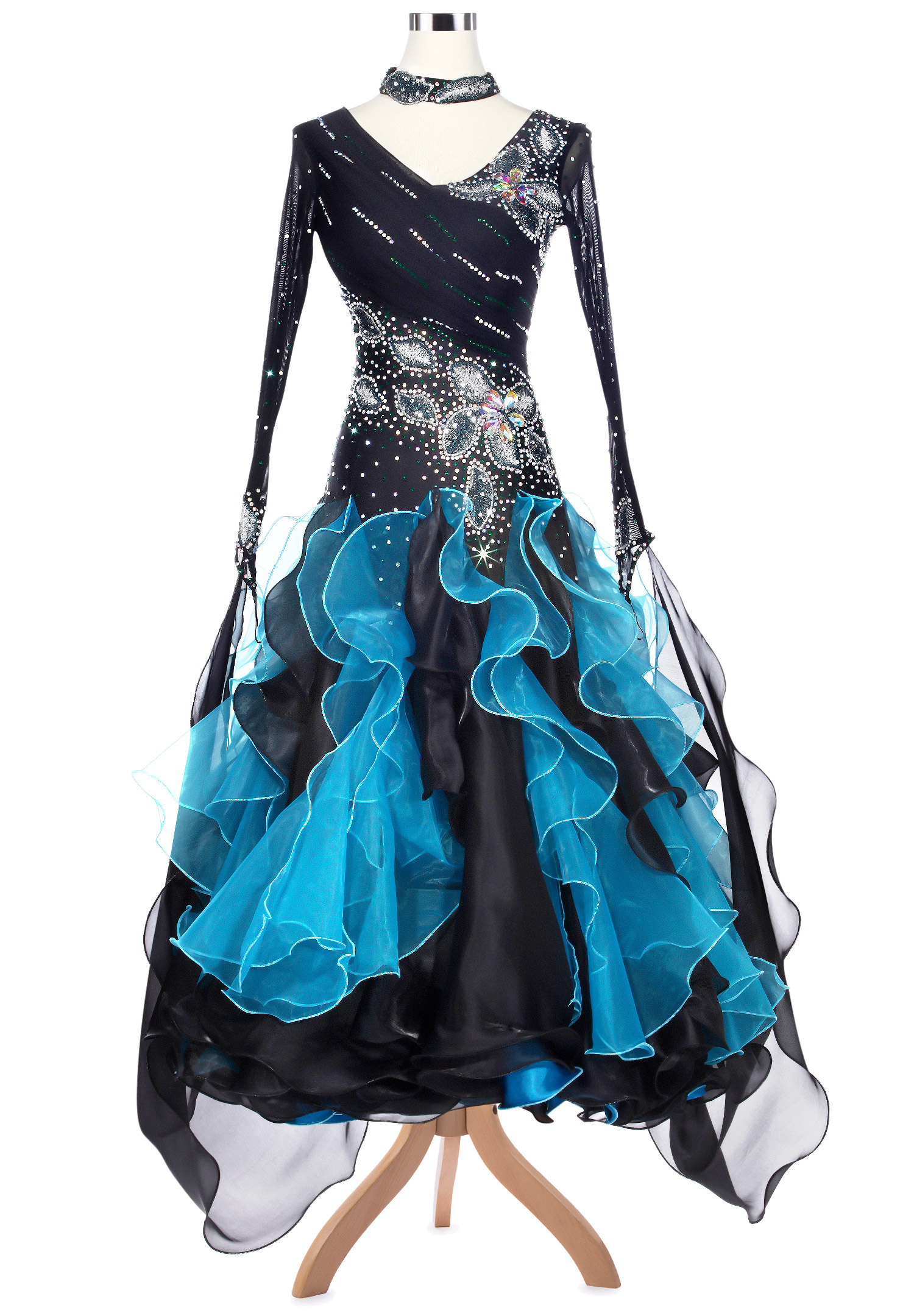 Shining Ice Flower Puffy Ballroom Competition Dress VN-A5159