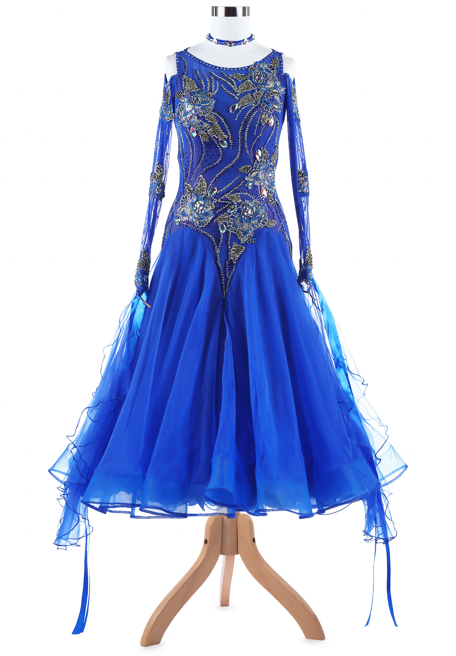 Shoulder-Baring Crystallized Ballroom Gown VN-A5352