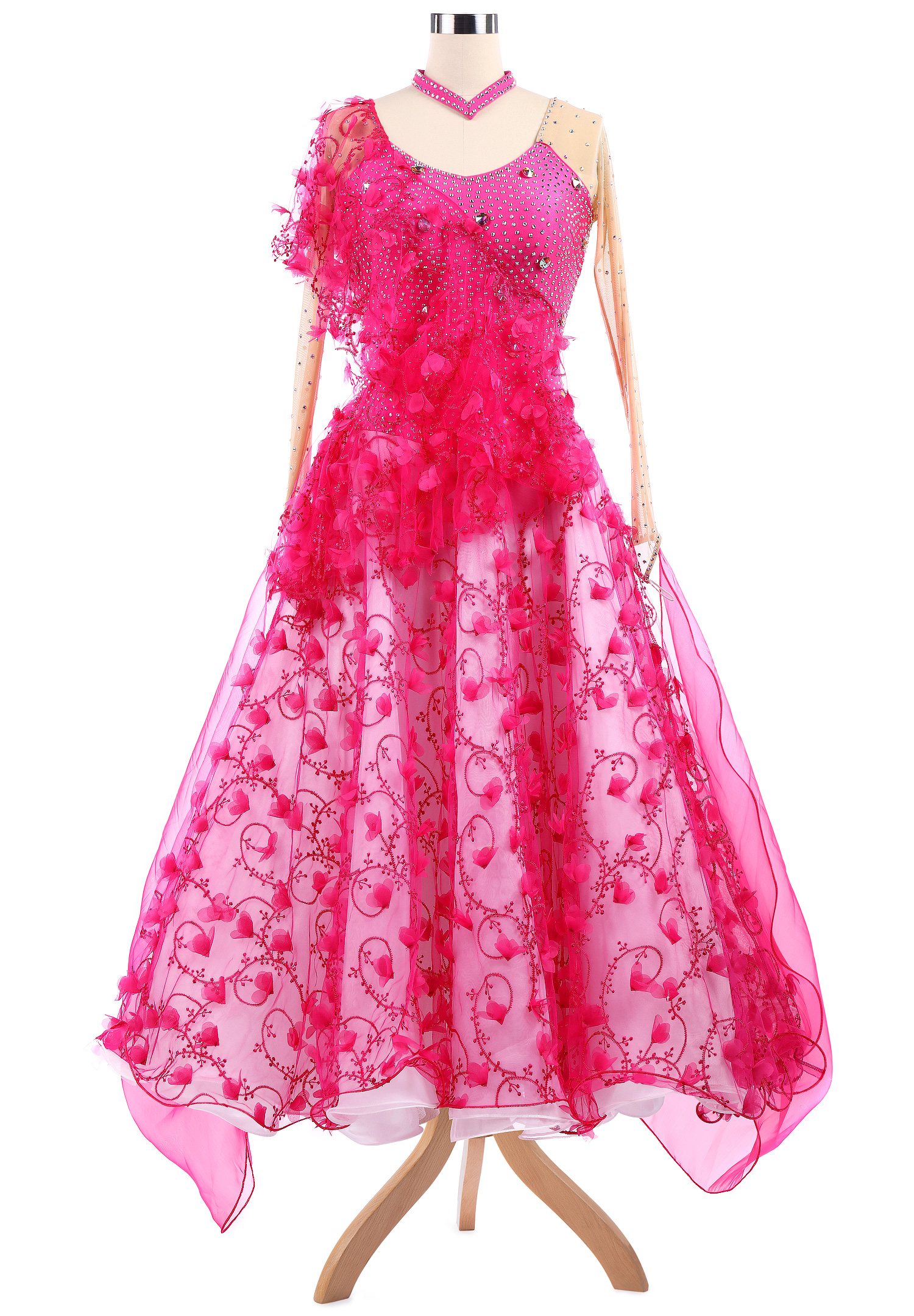 Splendid Allover Floral Ballroom Dance Competition Dress VN-A5217