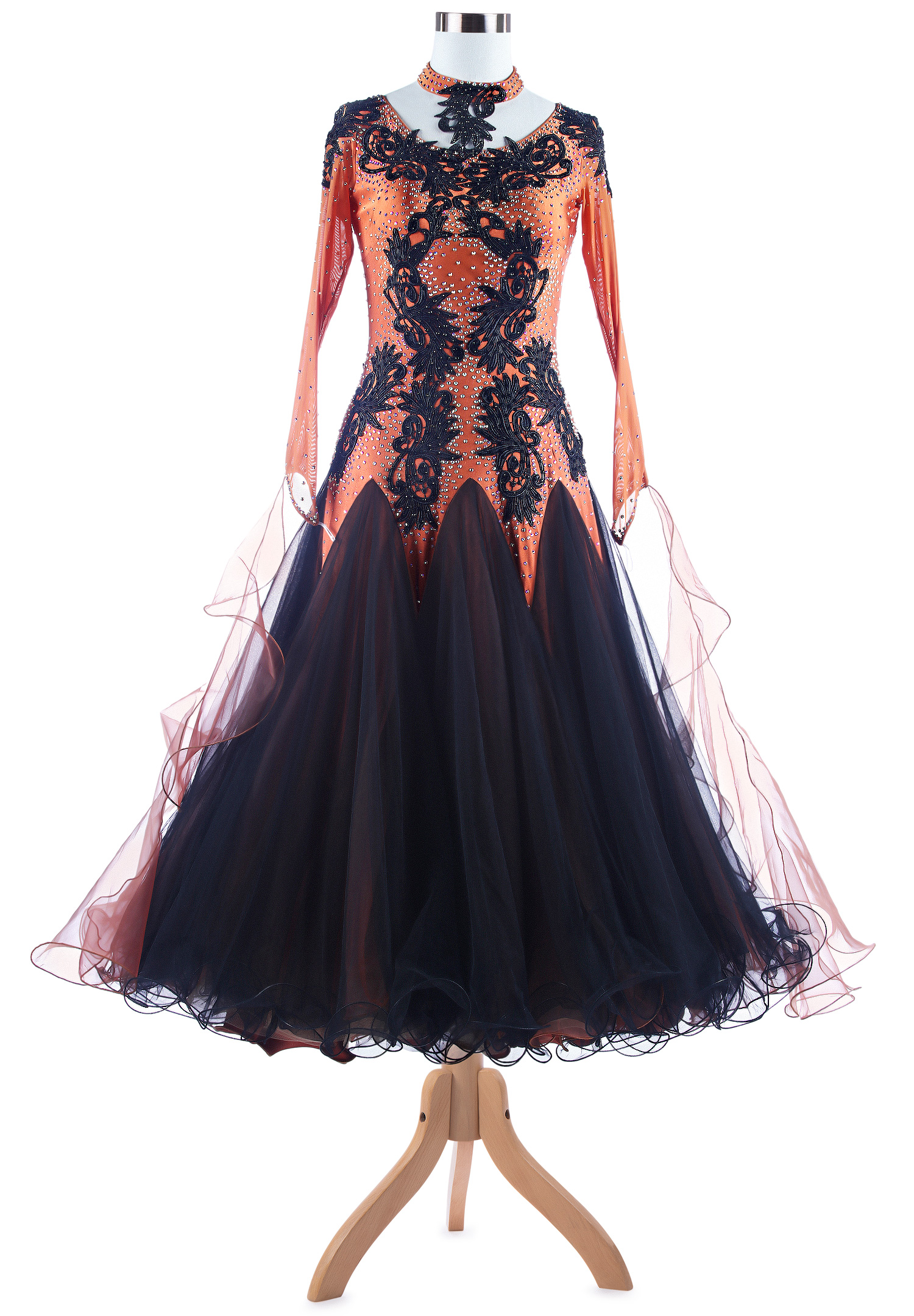 Splendid Embroided Flower Ballroom Competition Gown VN-A5345