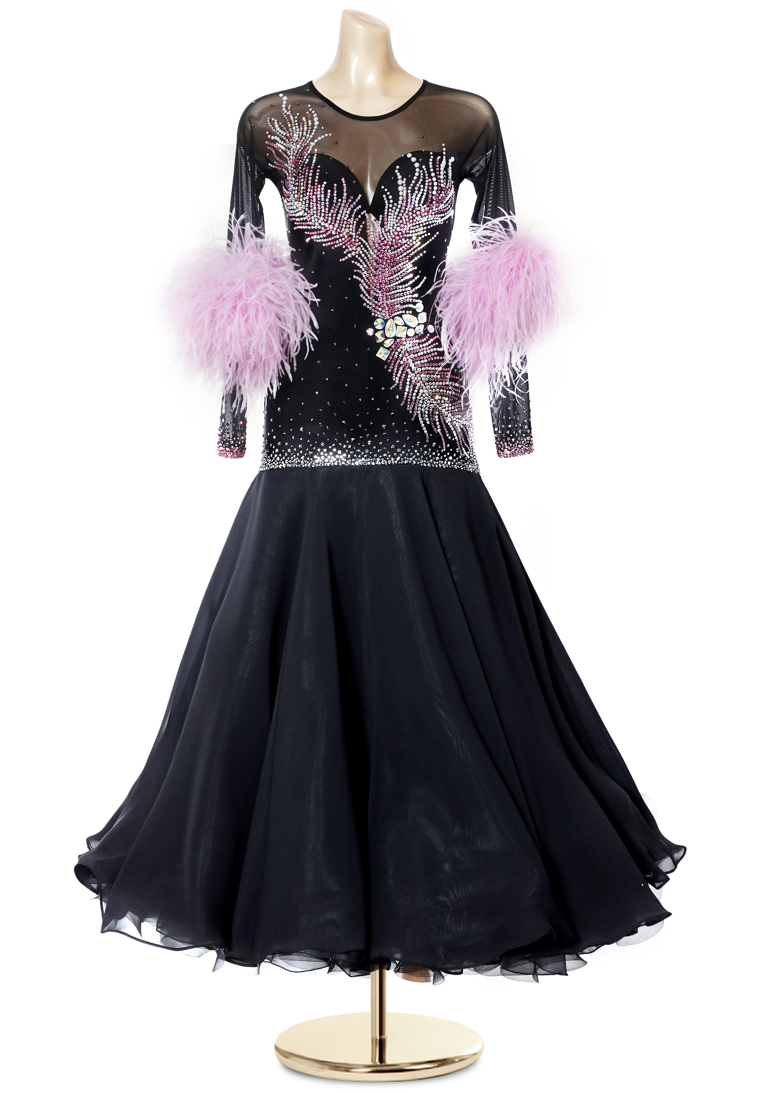 Sweetheart Feather Sleeve Ballroom Competition Gown PC-WB19033