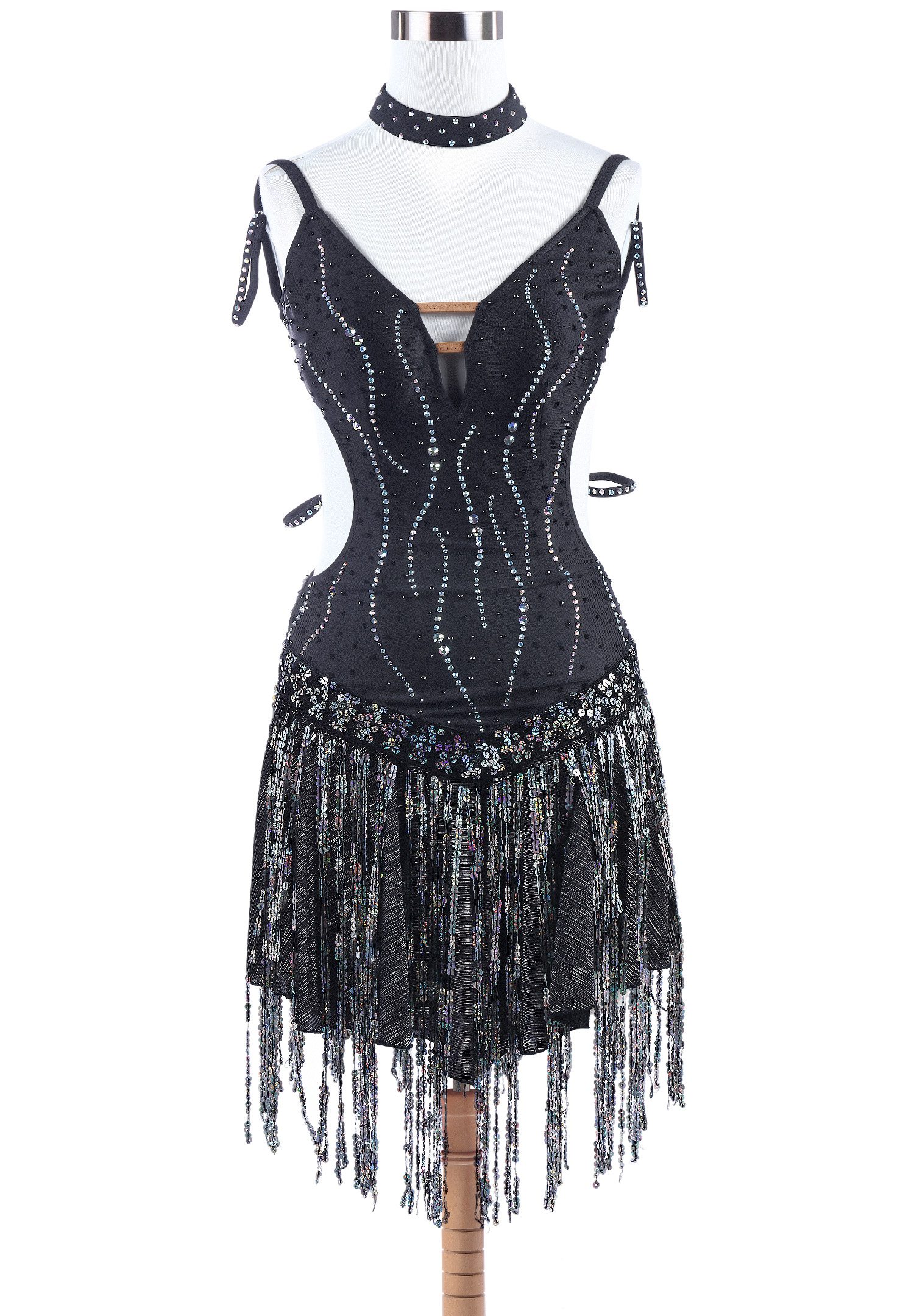 Swirling Sparkle Sequined Fringe Latin Competition Dress VN-L5257