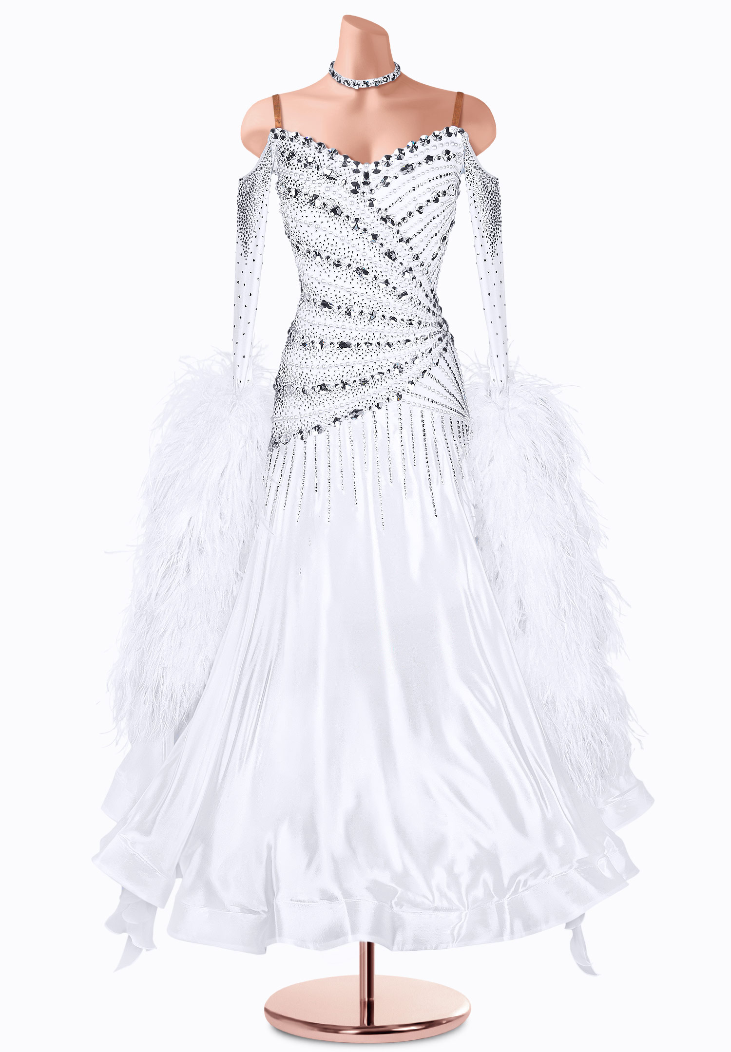 Feather Frost Ballroom Gown TID-BM1081