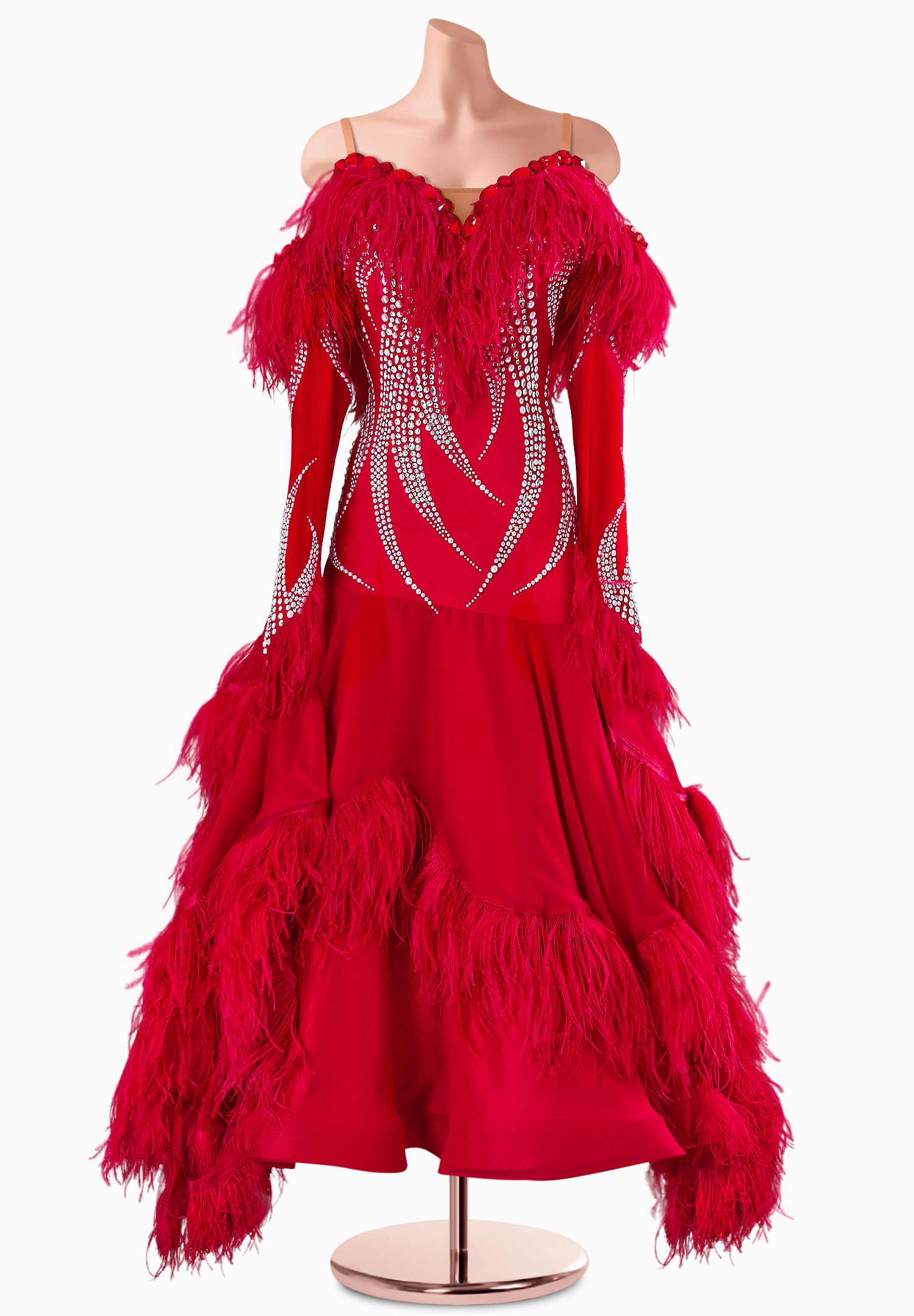 Crimson Plume Ballroom Gown TID-BM1084