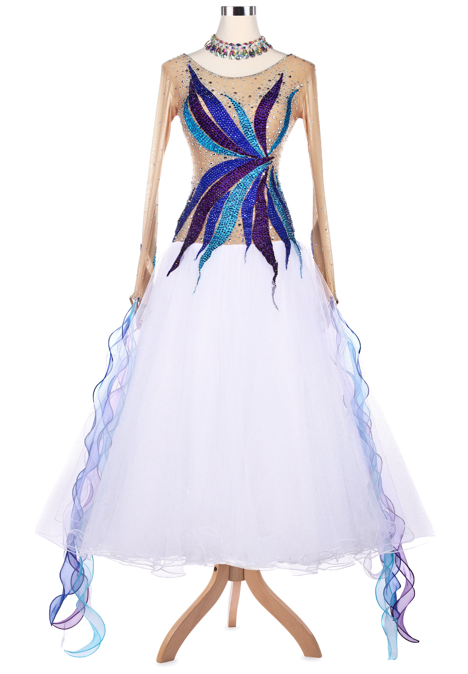 Tri-colored Crystal Motif Ballroom Competition Dress VN-A5183