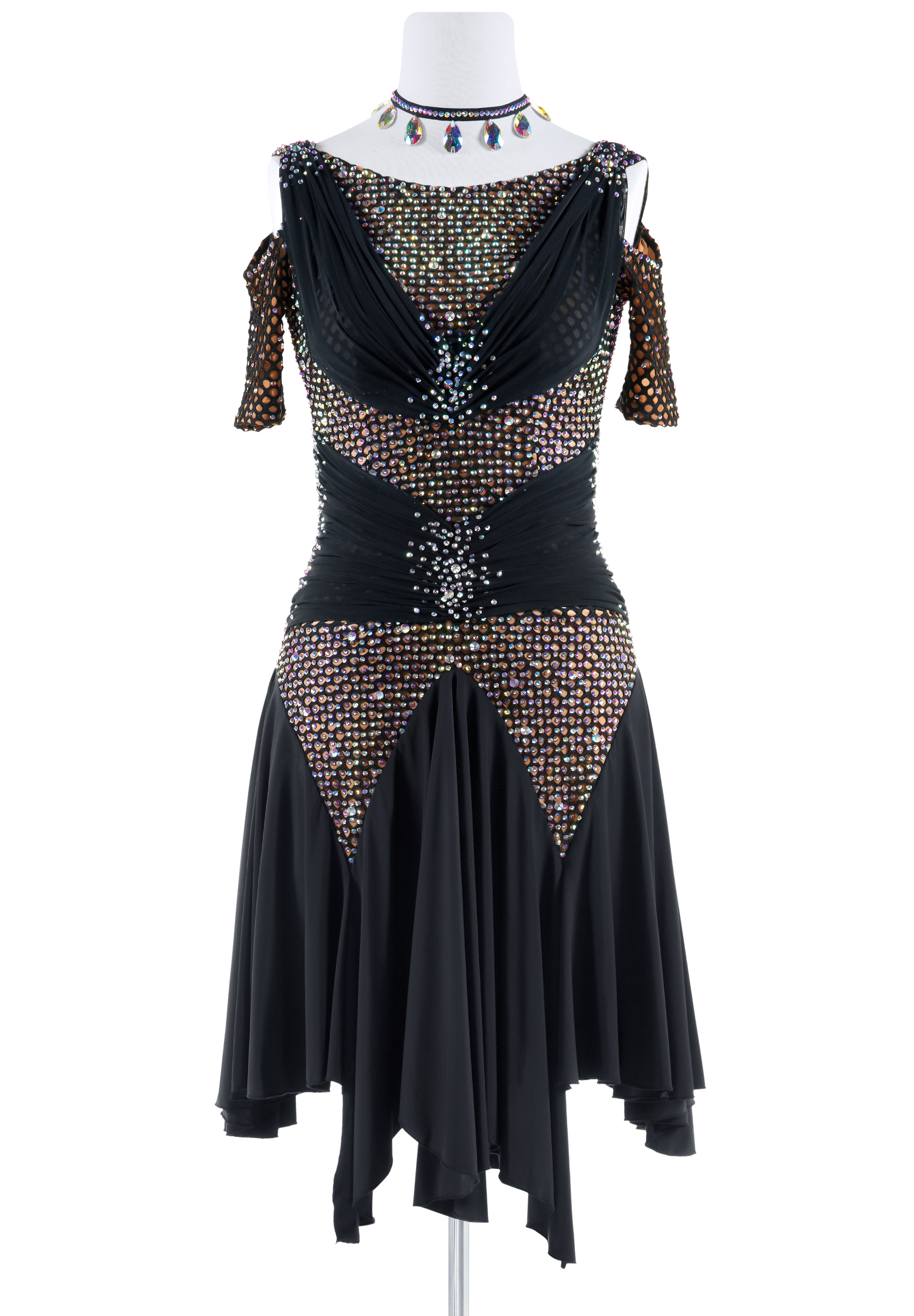 Truffle Chocolate Netting Latin Rhythm Gown VN-L5330