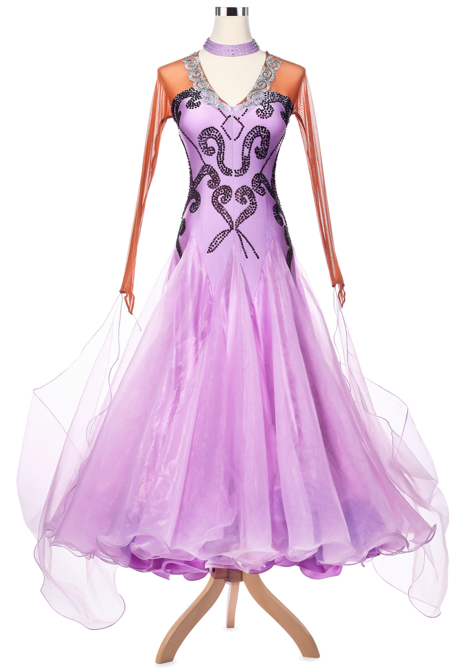 Unique Crystal Motif Puffy Ballroom Competition Dance Dress VN-A5144