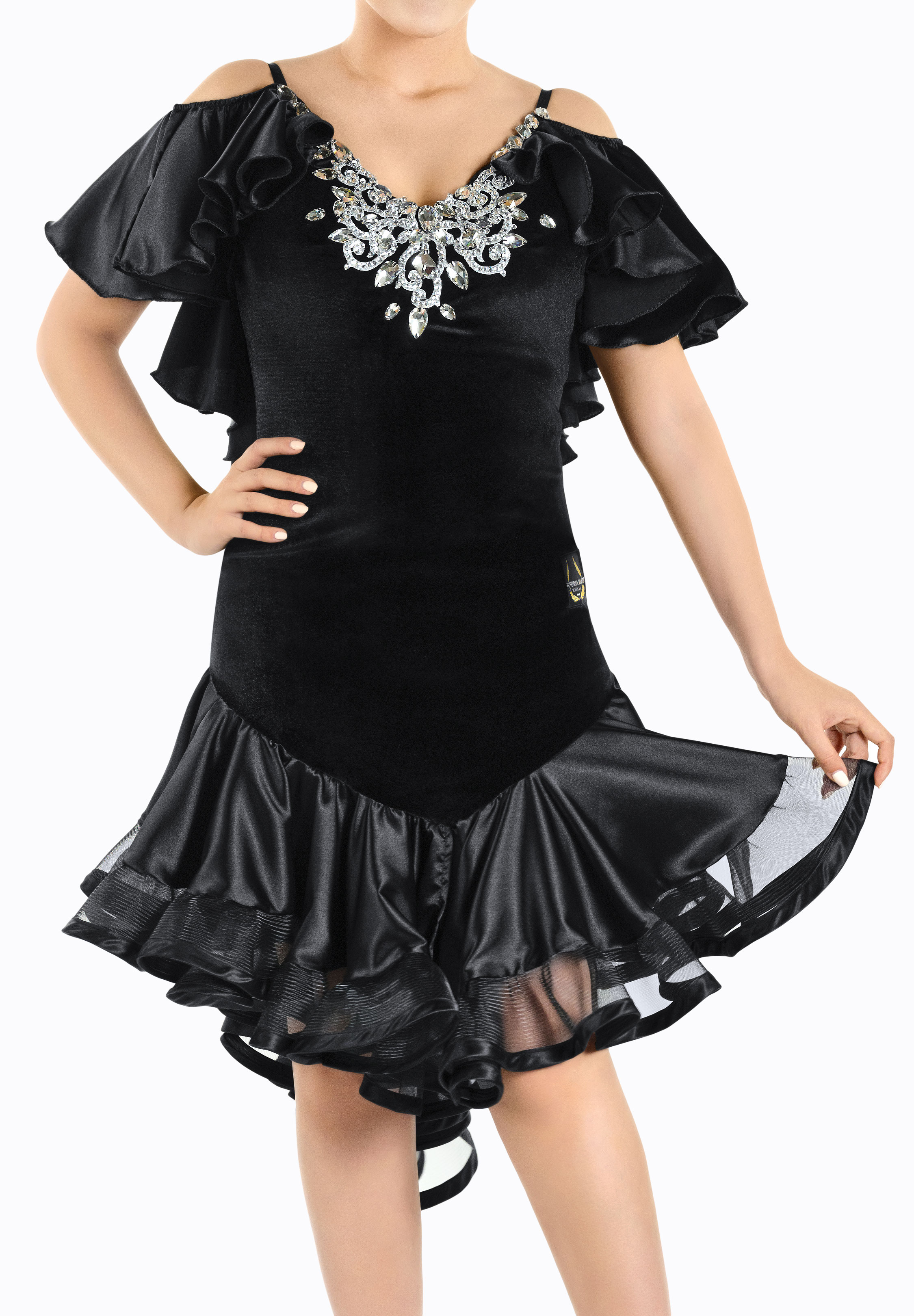 Velvet Frilly Latin Dress Shobi VB-L21002