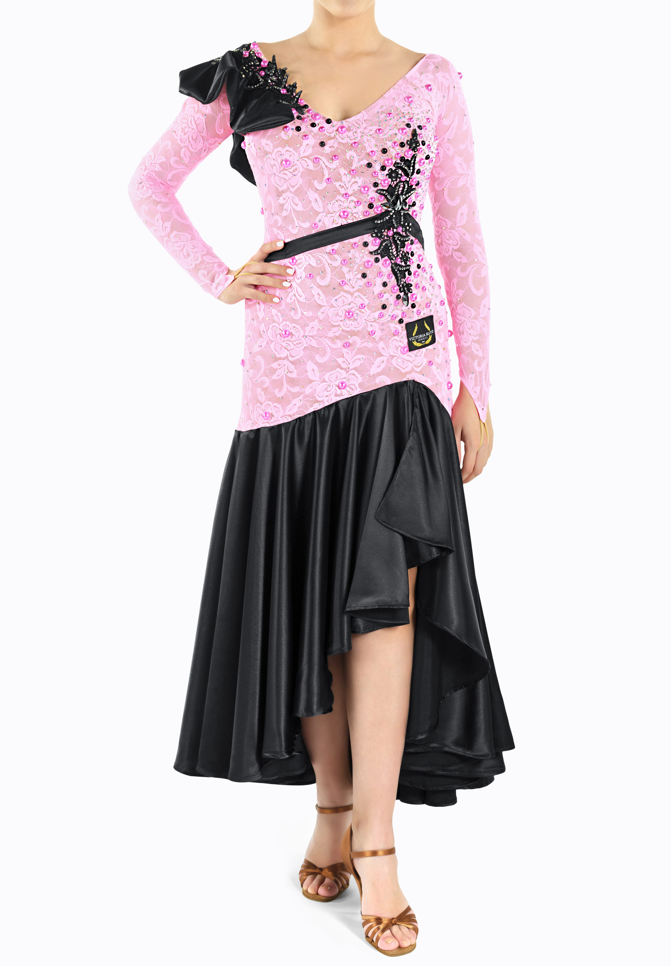 Frilled Shoulder Smooth Dress Paler VB-S21027