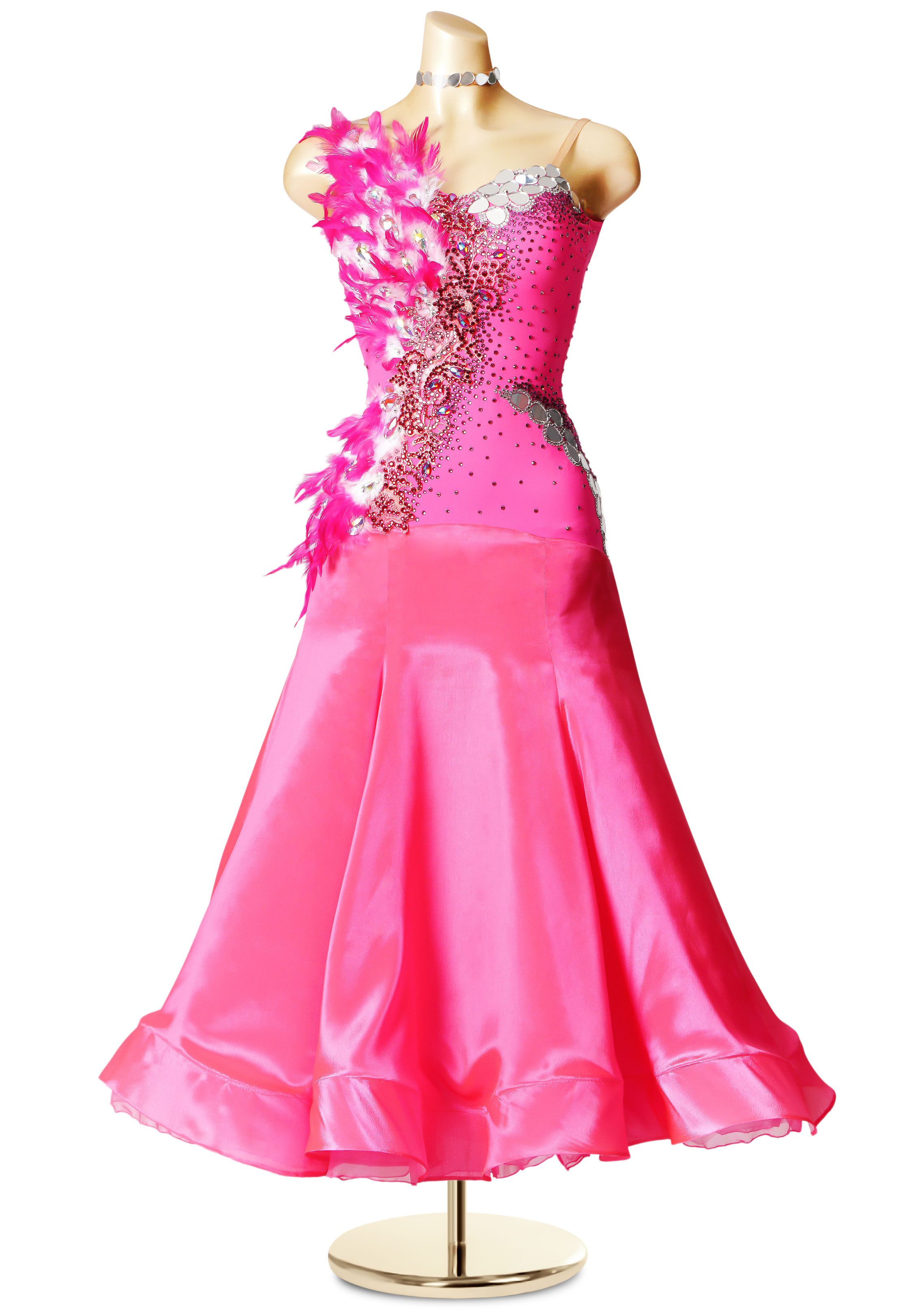 Winsome Gemstone Feathered Ballroom Gown PC-WB19159