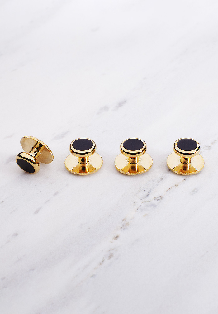 Chrisanne Clover Gold Dress Studs-Black