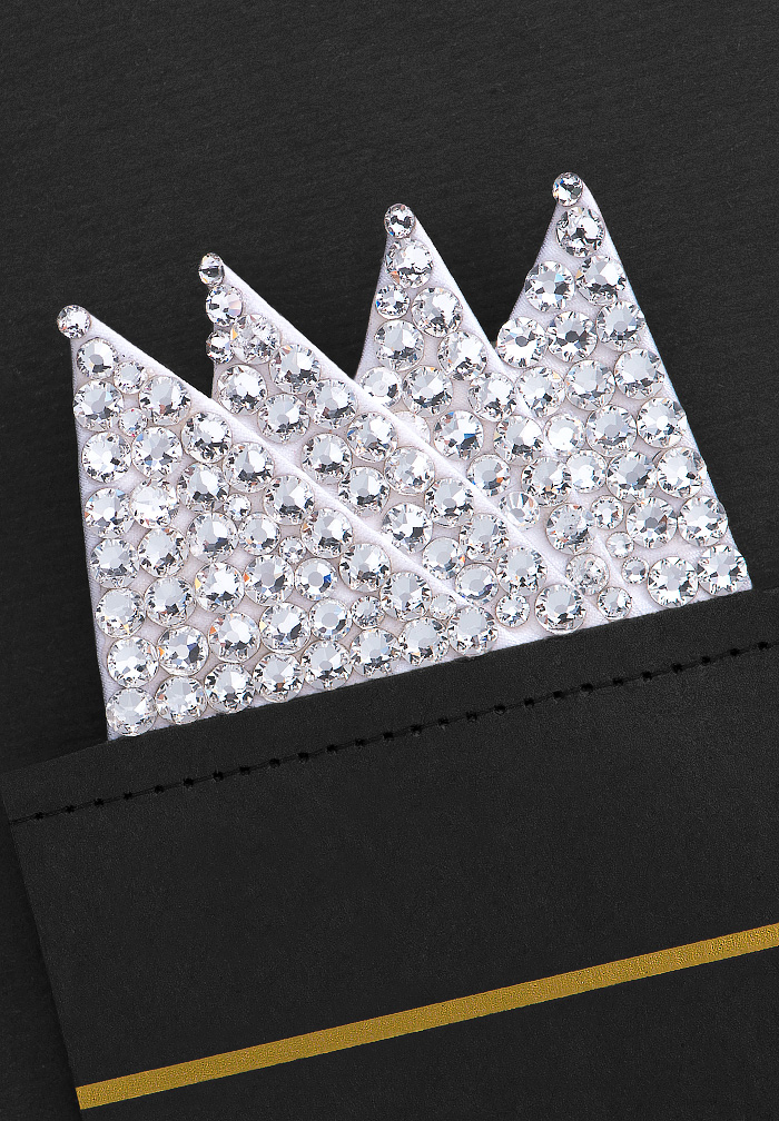 Vito Dance Rhinestone Pocket Square - Crystal