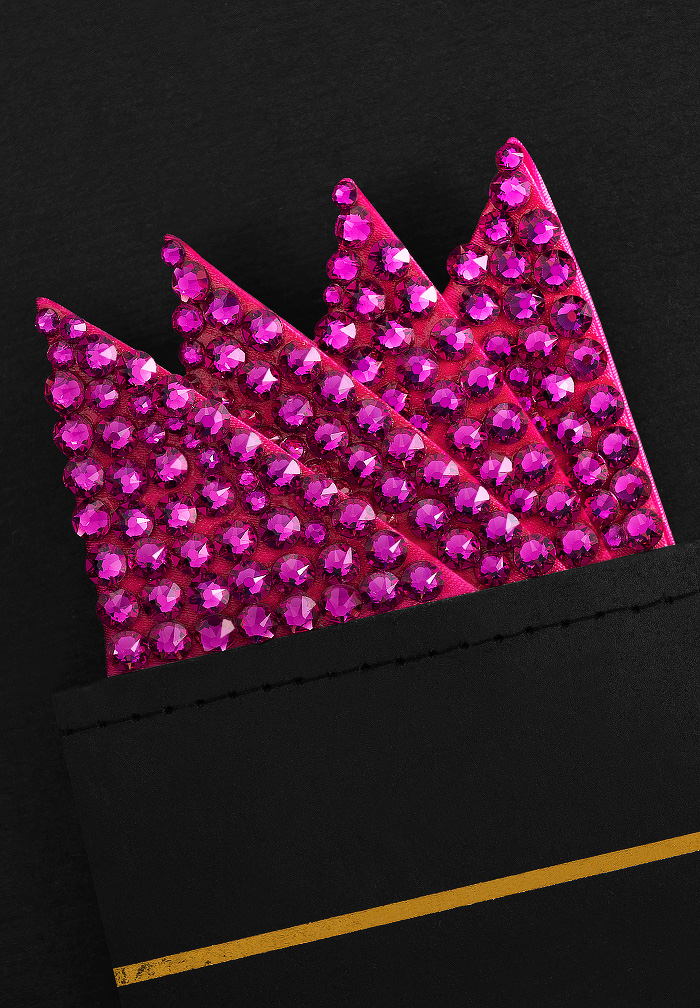 Vito Dance Rhinestone Pocket Square - Fuchsia