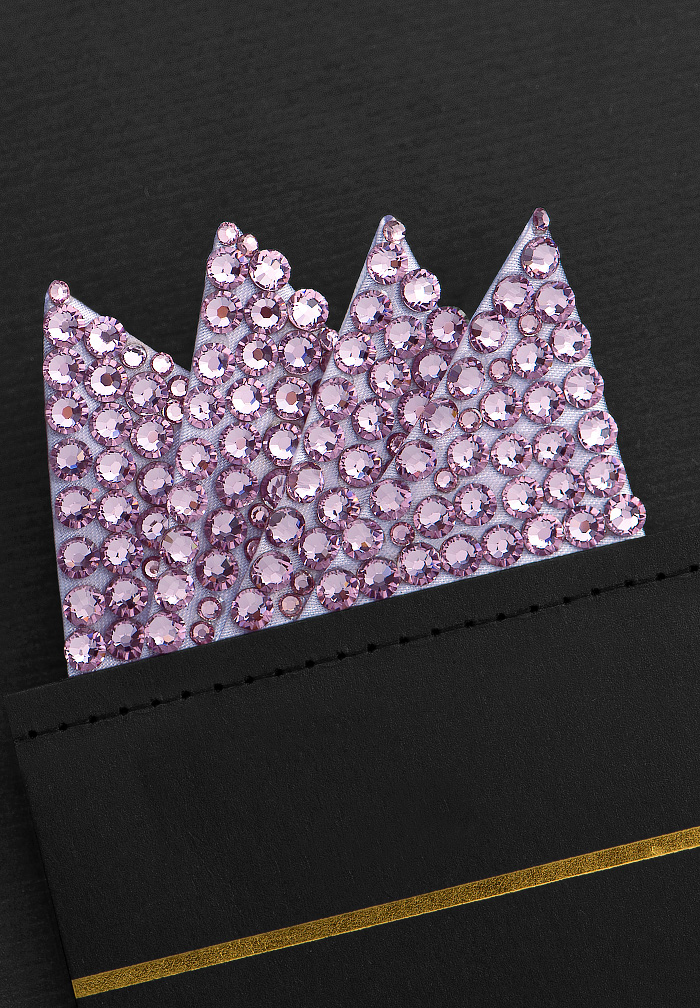 Vito Dance Rhinestone Pocket Square - Light Amethyst
