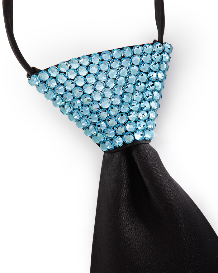 Vito Dance Crystallized Aquamarine Zip Tie-Black Tie