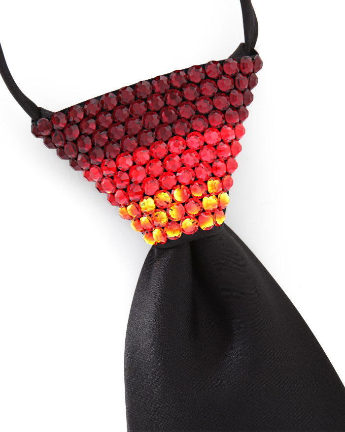 Vito Dance Crystallized Fade Fire Red Zip Tie-Black Tie/Siam, Light Siam, Fire Opal