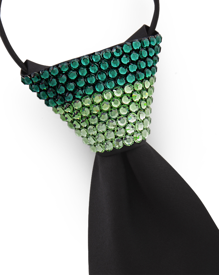 Vito Dance Crystallized Fade Forest Zip Tie-Black Tie/Emerald, Peridot, Chrysolite