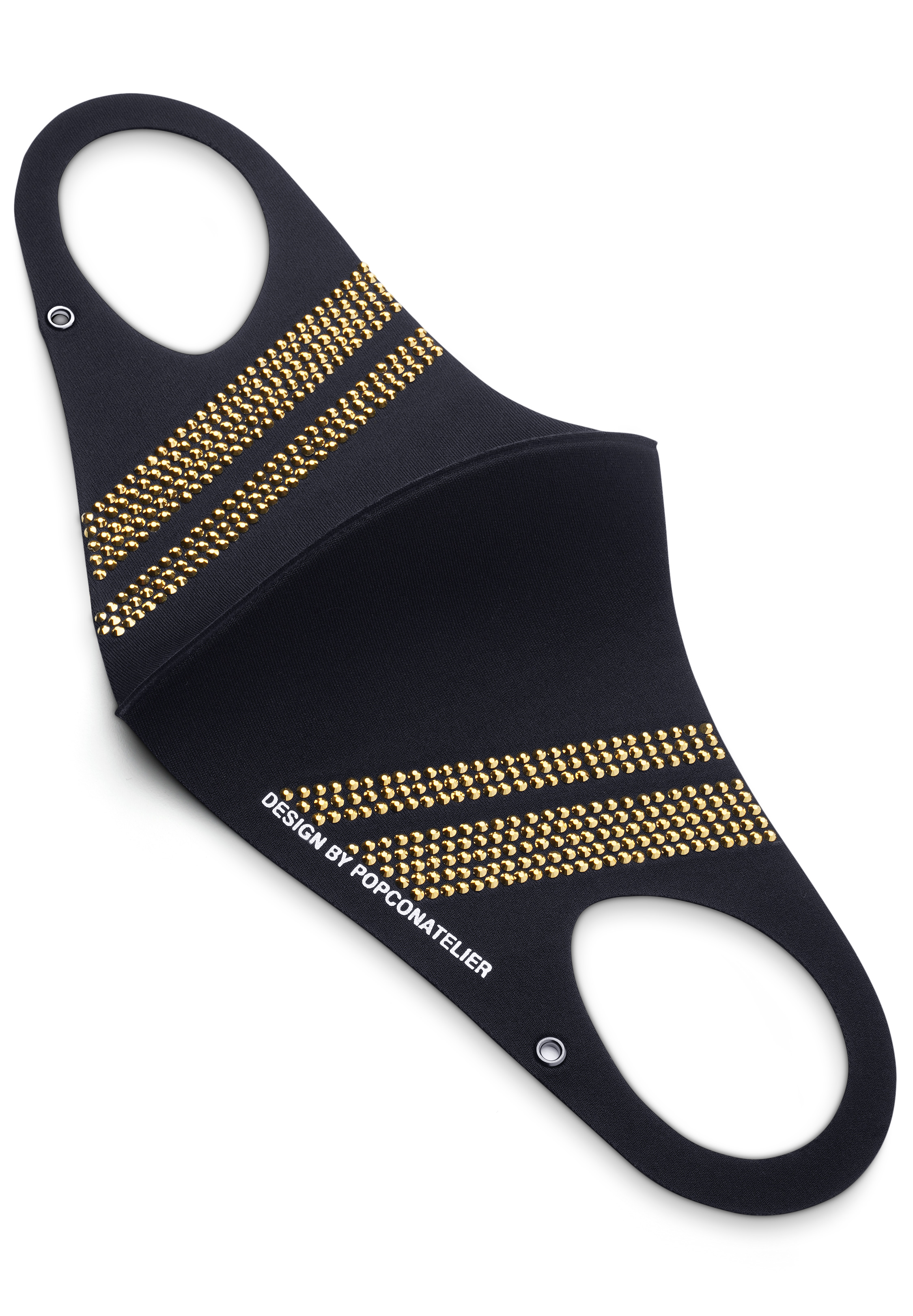 PopconAtelier Crystal Protective Mask with Holder Strap-Black/Crystal Aurum