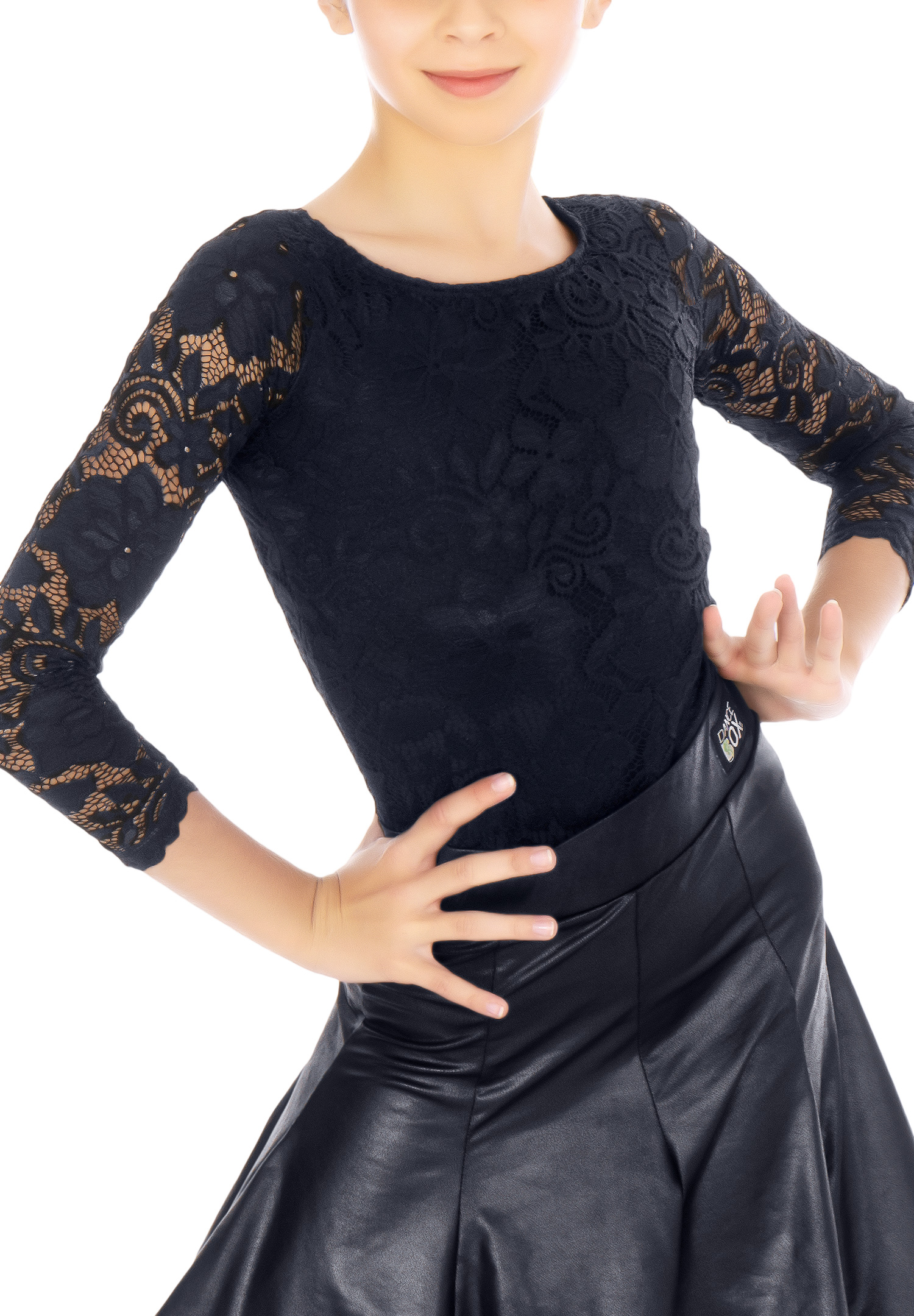 Dance Box Juvenile Ashlee Lace Leotard G20120006-01 Black