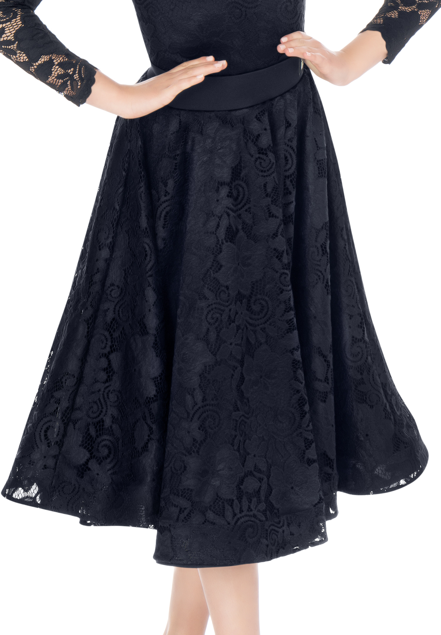 Dance Box Juvenile Hailee Lace Ballroom Skirt G20120013-01 Black