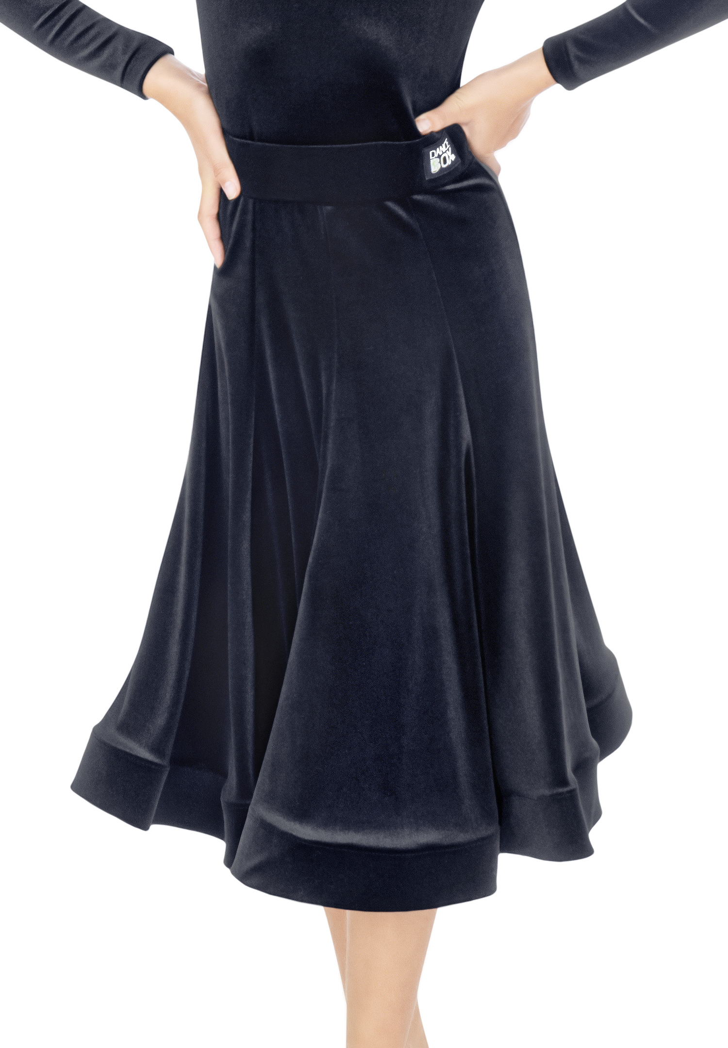 Dance Box Juvenile Lorde Velvet Ballroom Skirt G20120012-01 Black