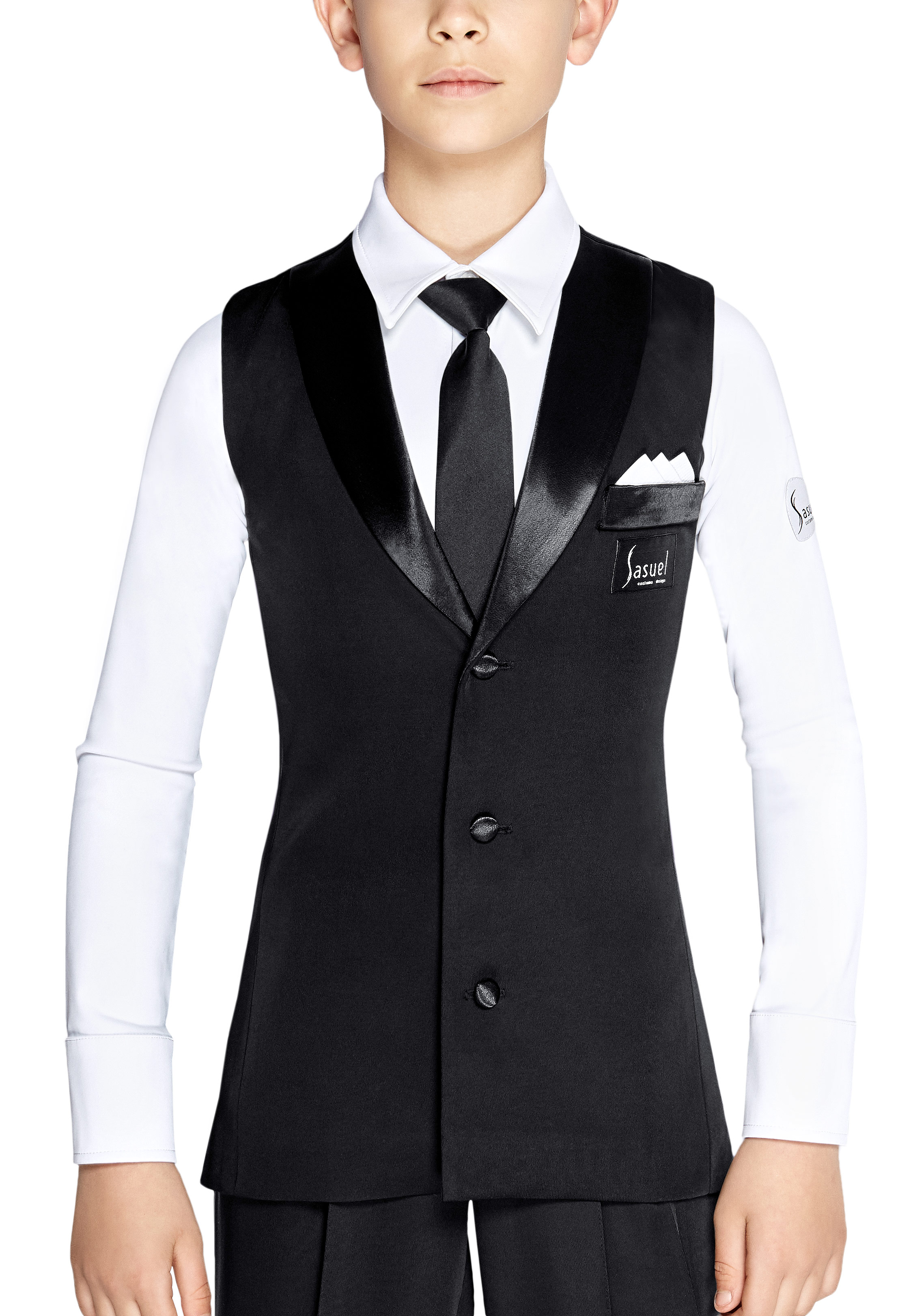 Sasuel Junior Ballroom Longline Waistcoat-Black