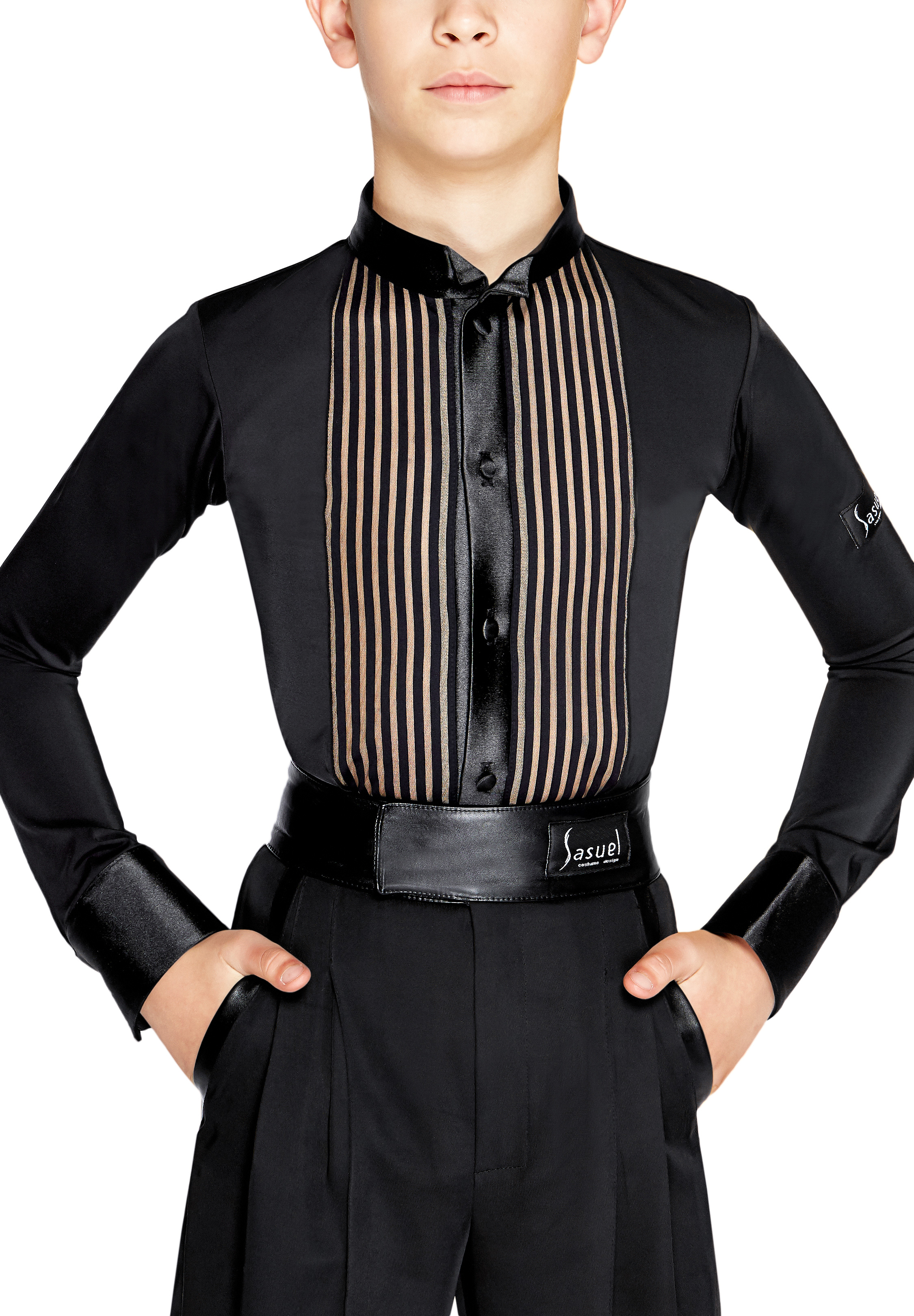 Sasuel Junior Latin Dance Shirt Erik-Black