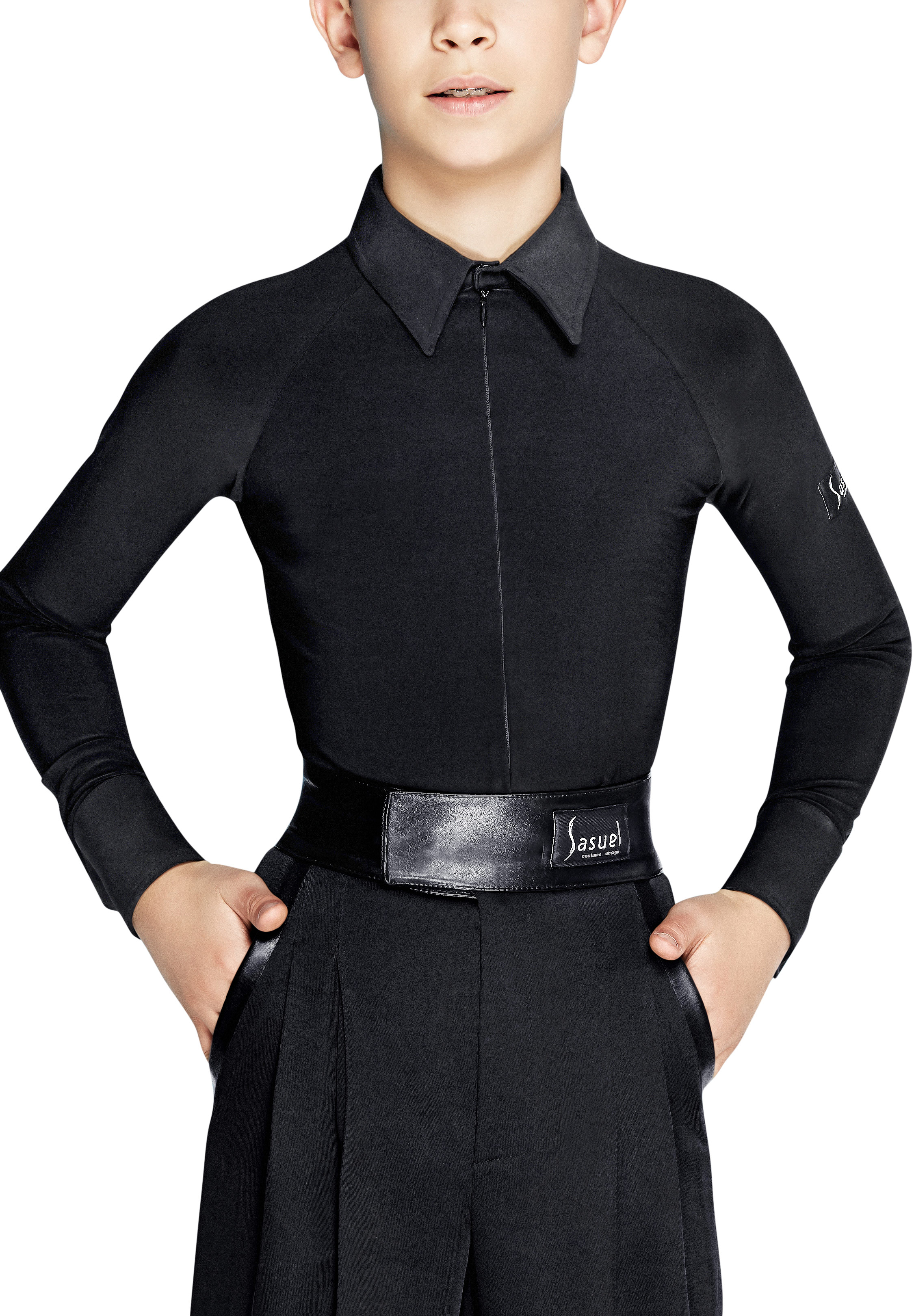 Sasuel Practice Crepe Body Shirt For Boys-Black Crepe