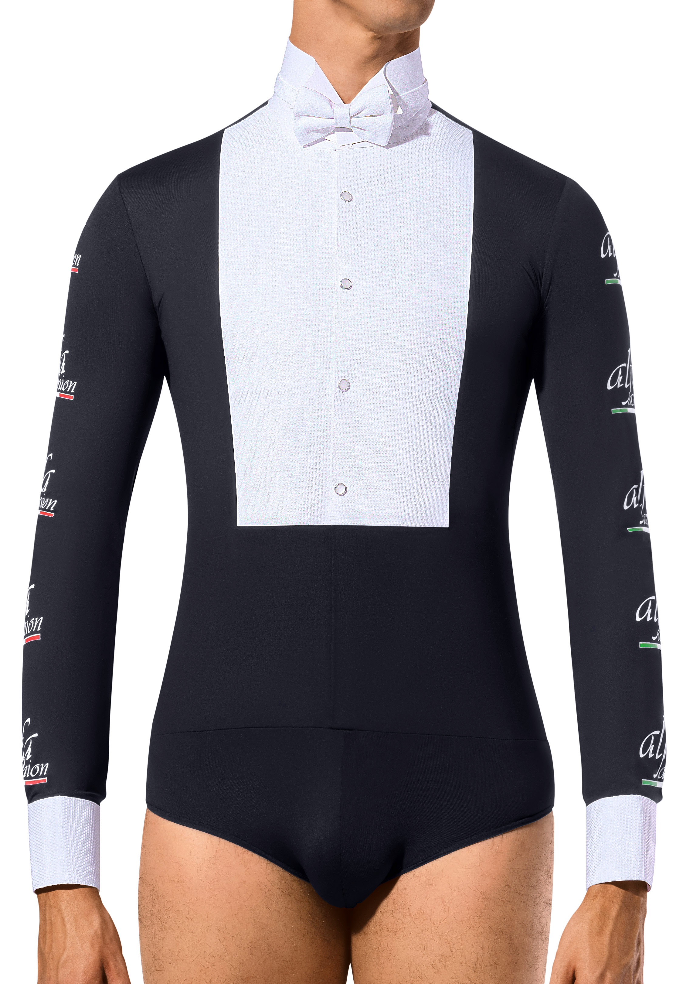 Alfa Mens Ballroom Stretch Shirt w/ Logo FSWL-Black
