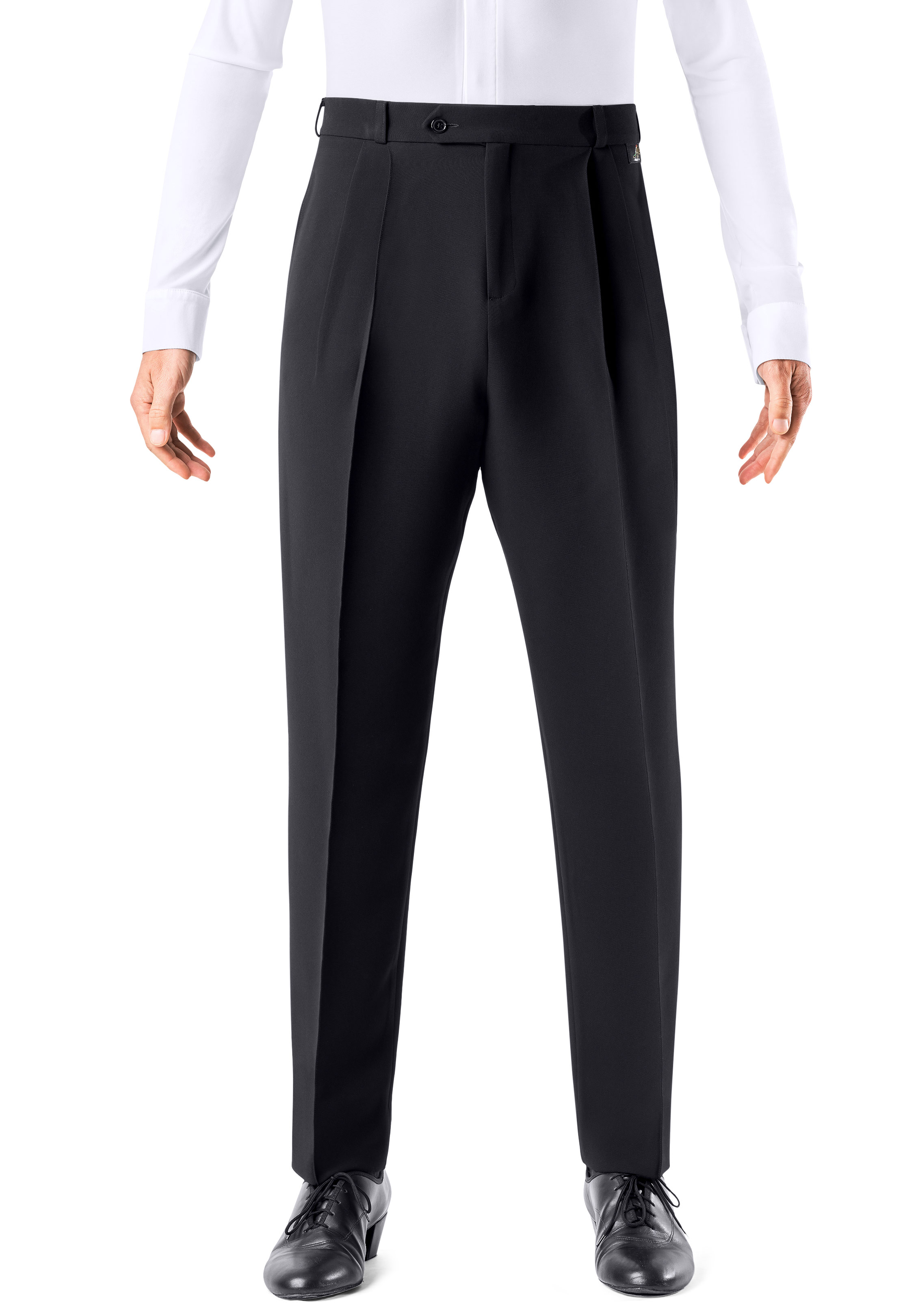 Armando Mens Slim Trousers w/ Double Pleats 00166-Black