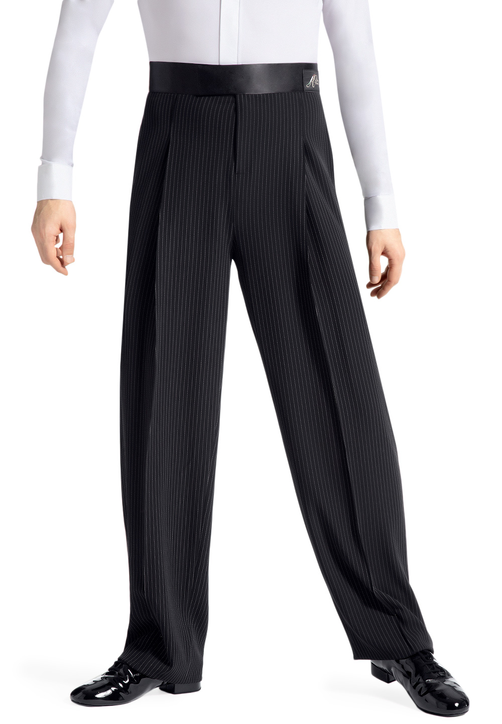 Armando Mens Striped Pocket Pants w/ Satin Waistband 00014-Black/White Stripe
