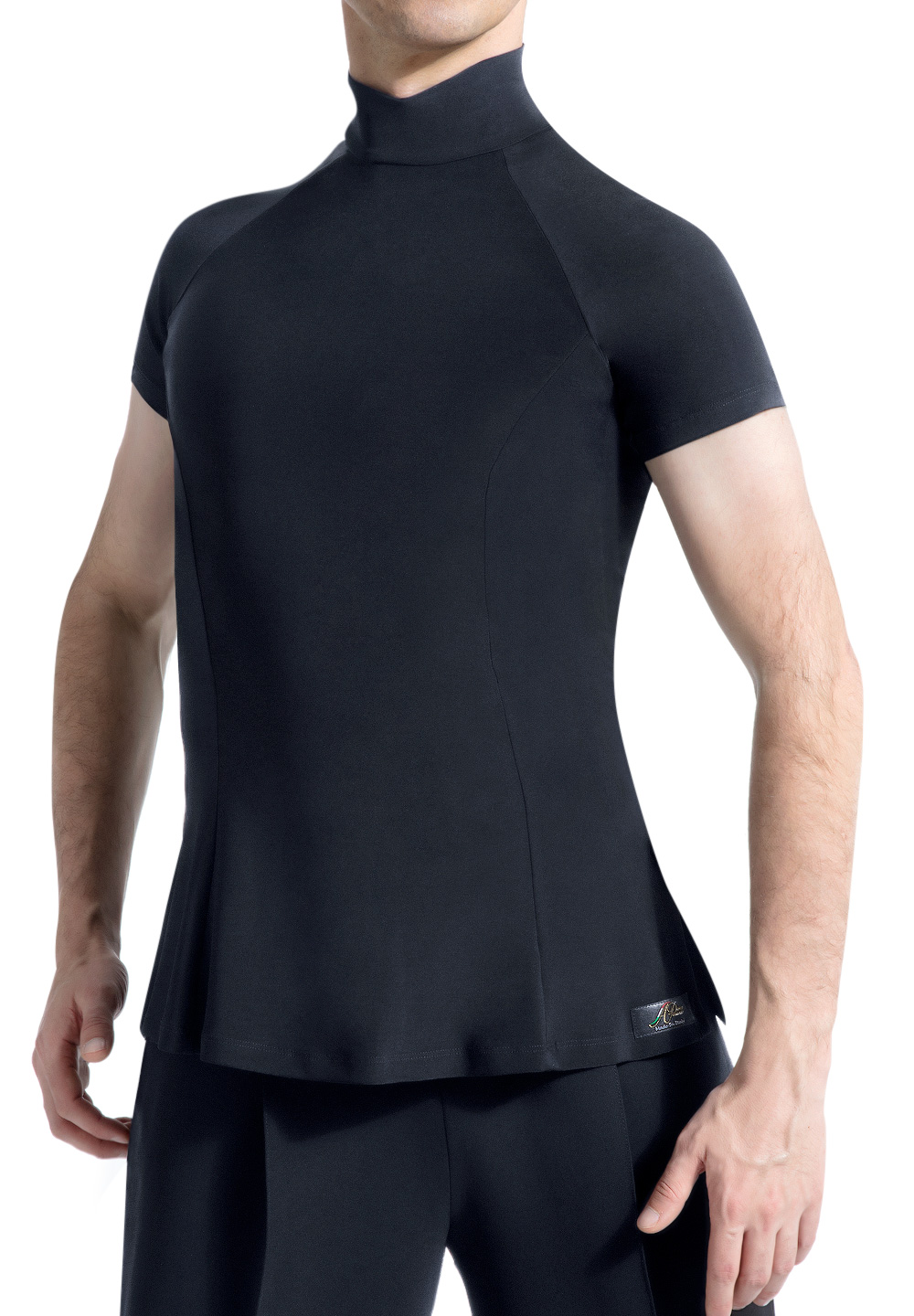Armando Mens Turtleneck Short Sleeve Top 00069-Black