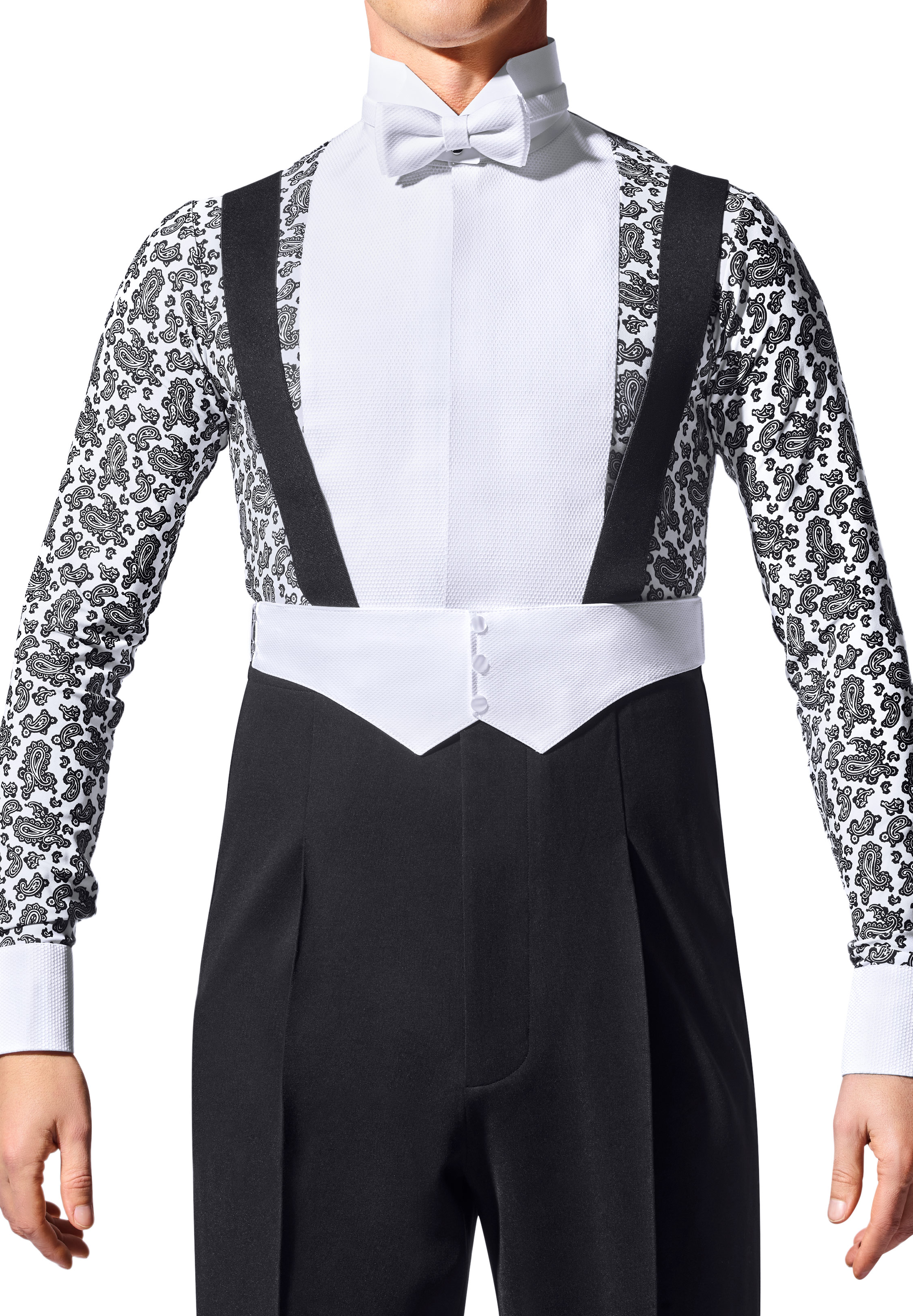 Armando Mens Zipped Standard Shirt 00199-White/Black Cashew