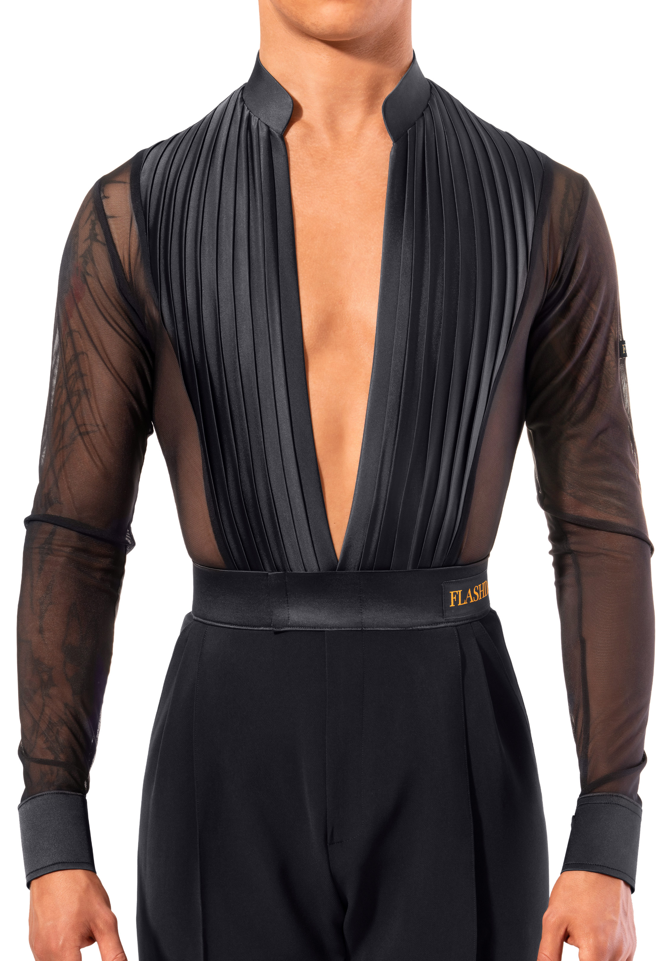 Flashdance Mens Latin Performance Shirt UOMO 1040-Black