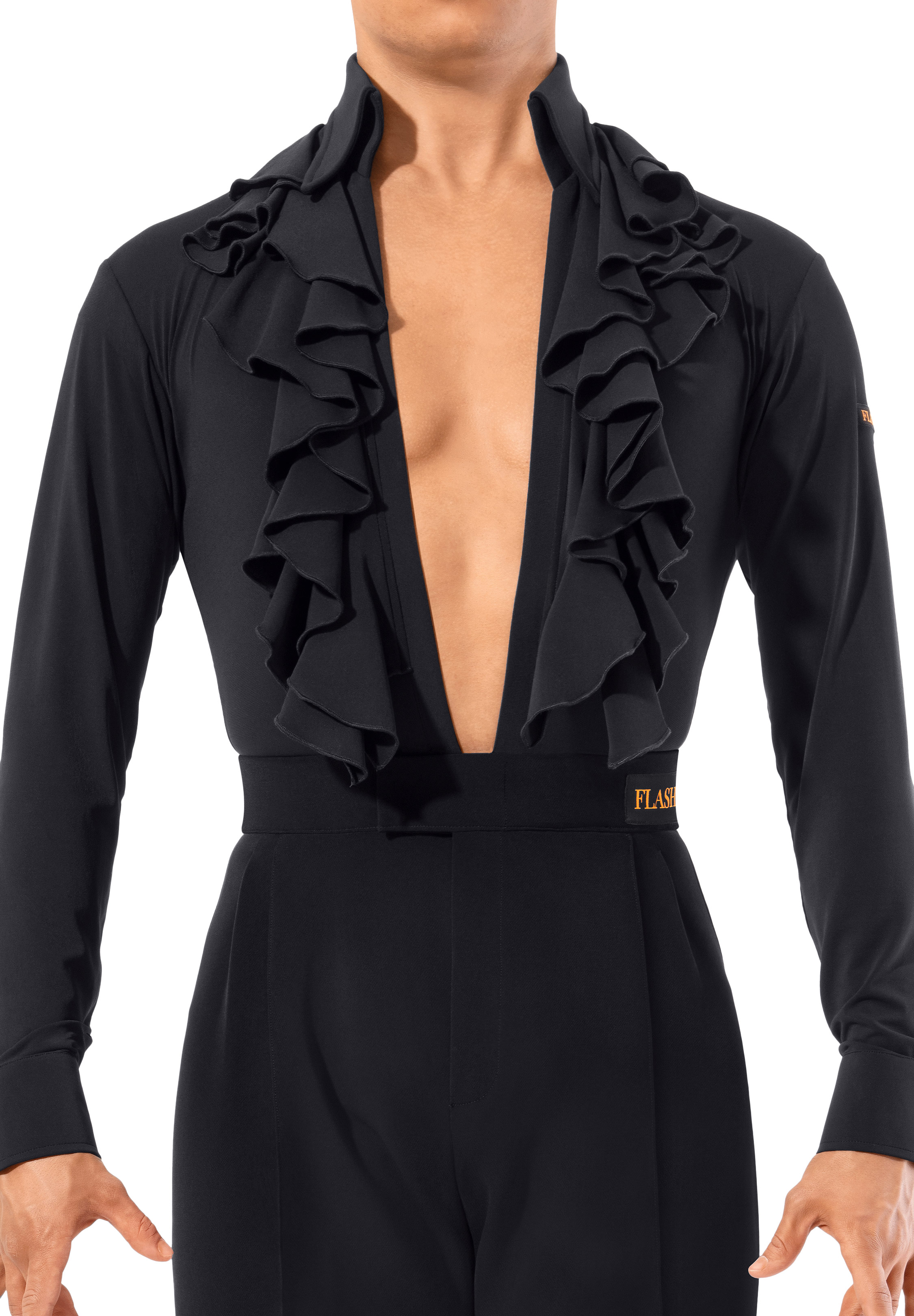 Flashdance Mens Latin Performance Shirt UOMO 1076-Black