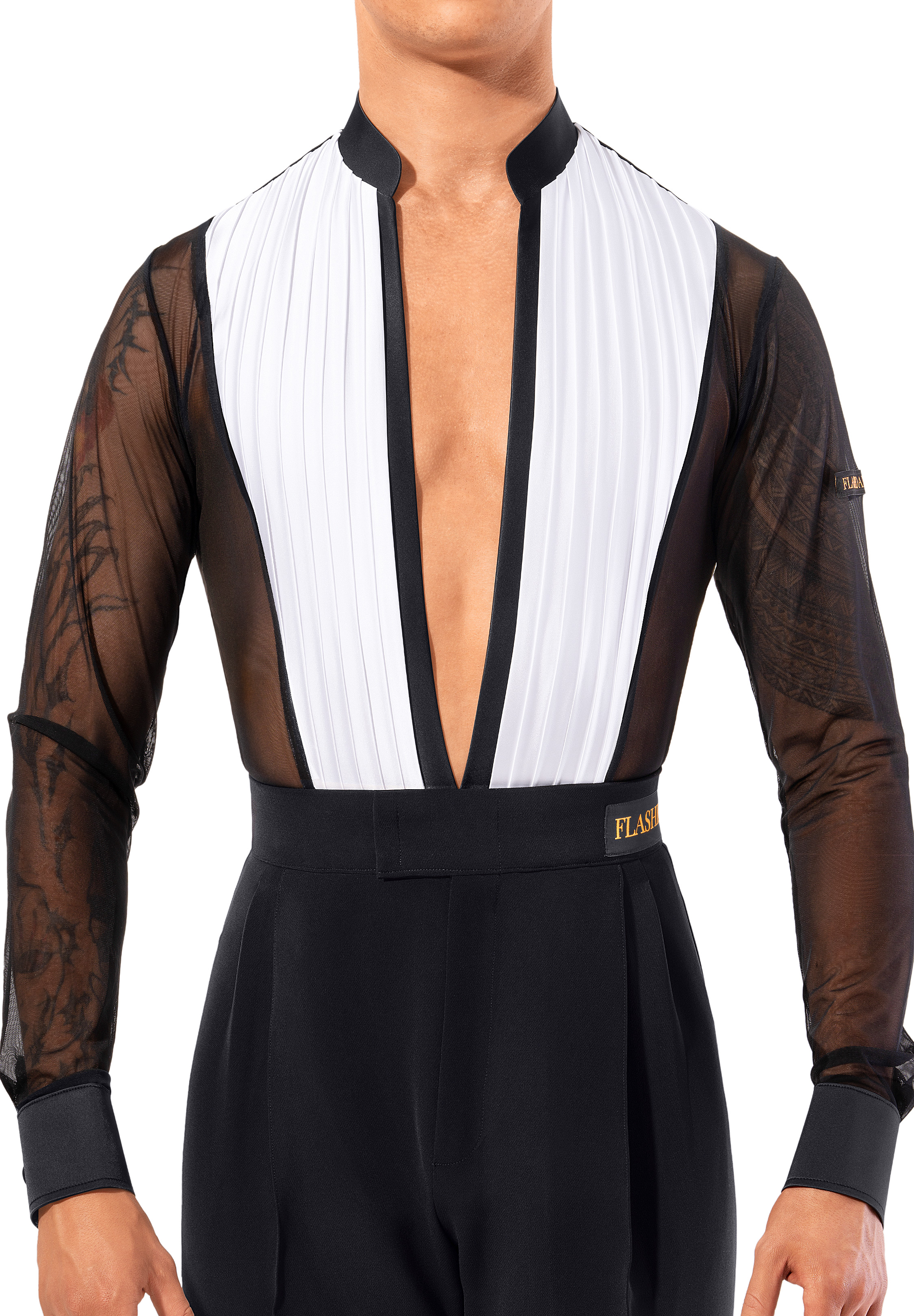 Flashdance Mens Latin Performance Shirt UOMO 1096-Black