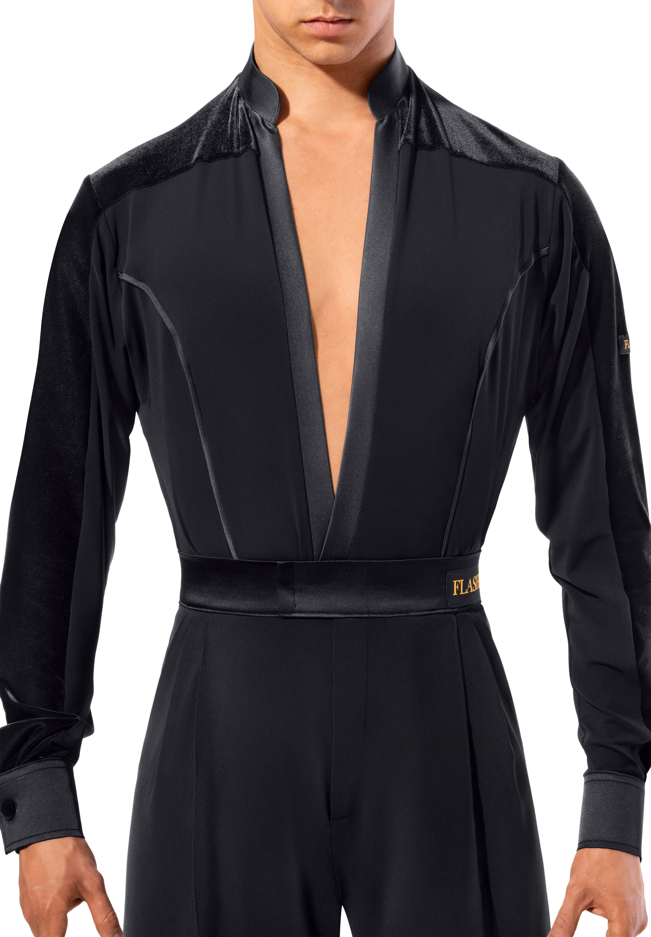 Flashdance Mens Latin Performance Shirt UOMO 1099-Black