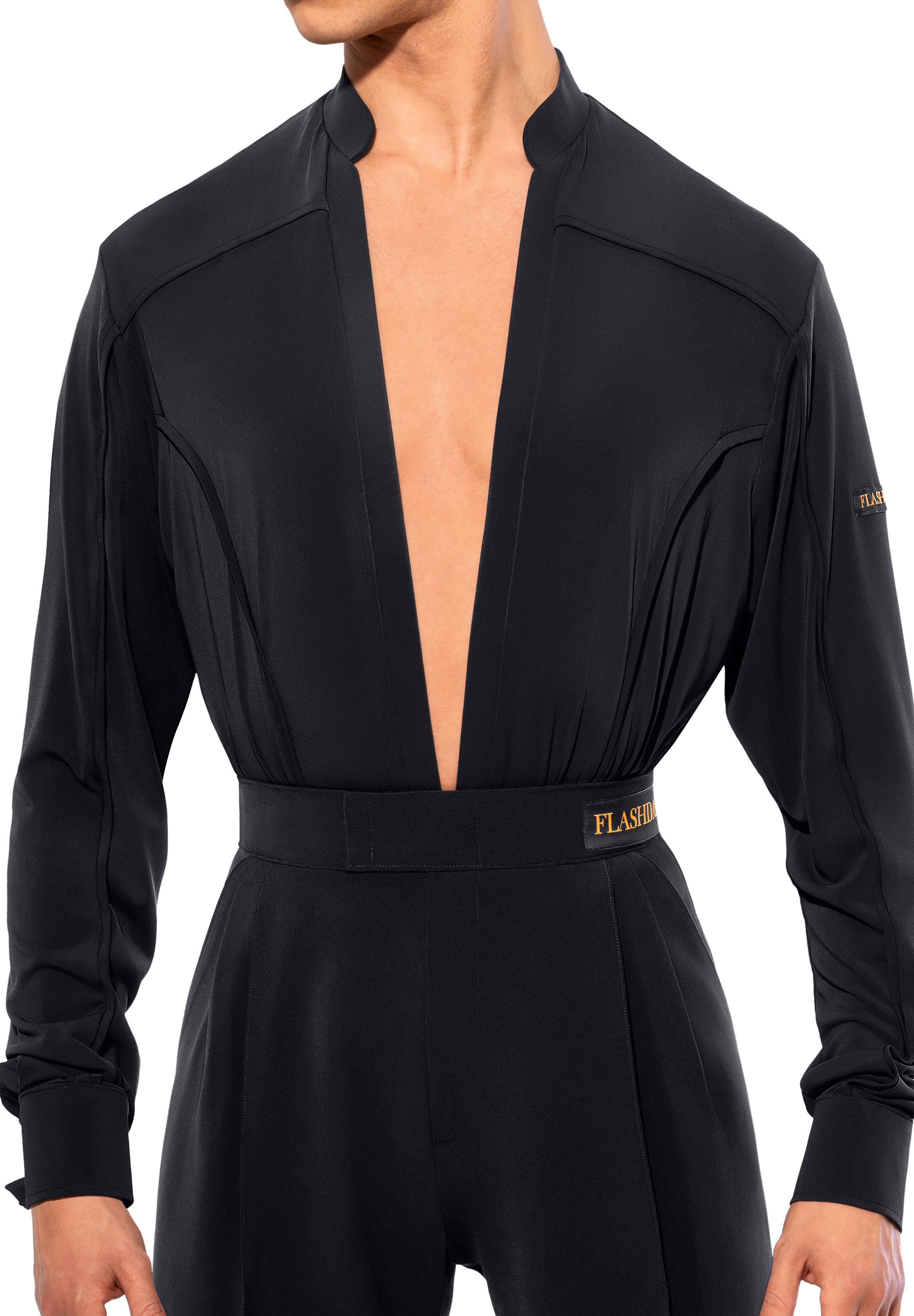 Flashdance Mens Latin Performance Shirt UOMO 1101-Black